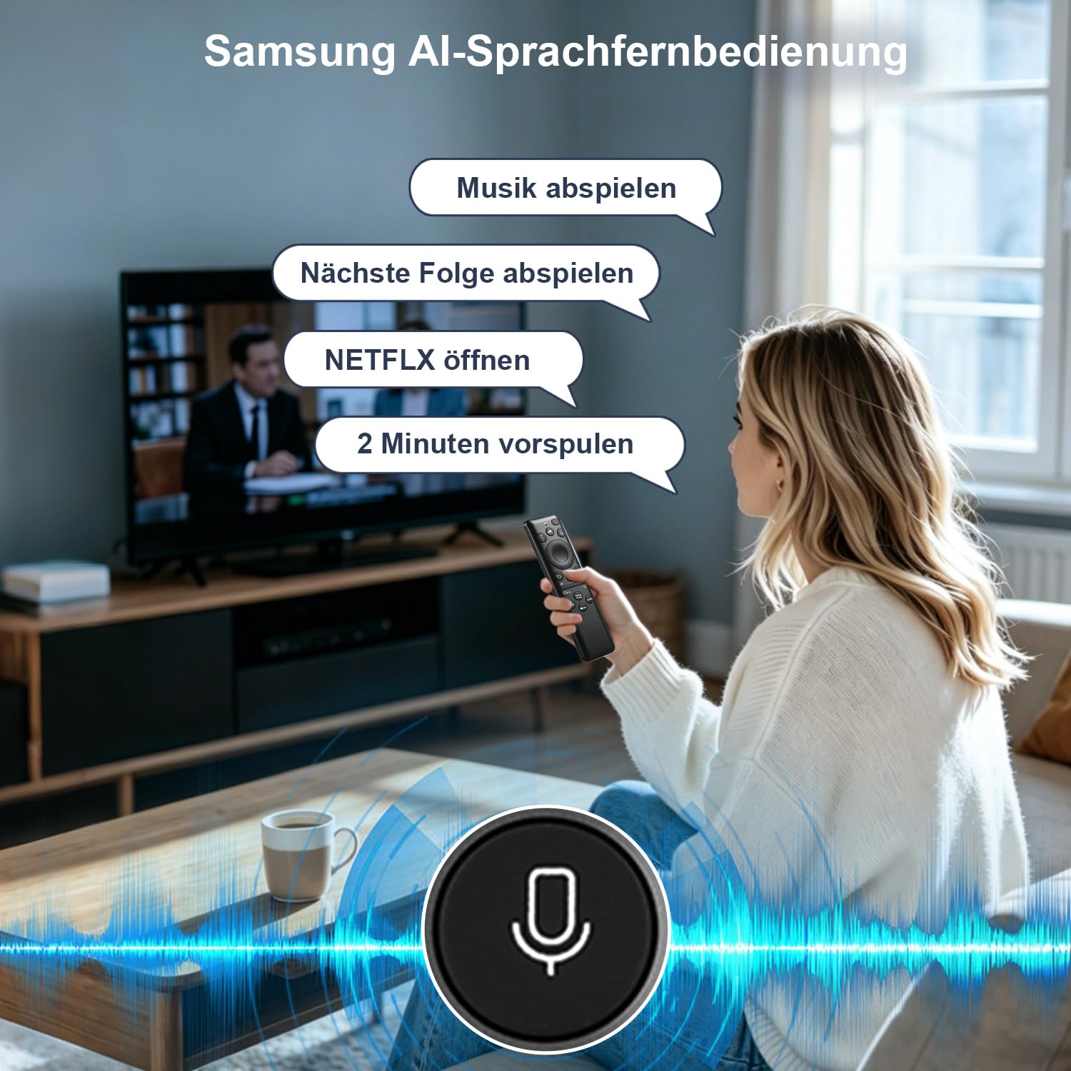 BN59-01480A - Telecomando solare per Samsung TV 2019-2025, controllo vocale | Alimentato a energia solare e ricaricabile tramite USB-C, ecologico e durevole, controllo vocale KI, compatibile con Bixby