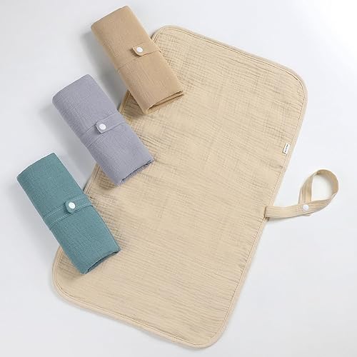 Miniatura 5 de Accmor Cambiador de pañales portátil, muselina de algodón plegable cambiador de bebé para viajes, artículos esenciales para bebés, regalos de