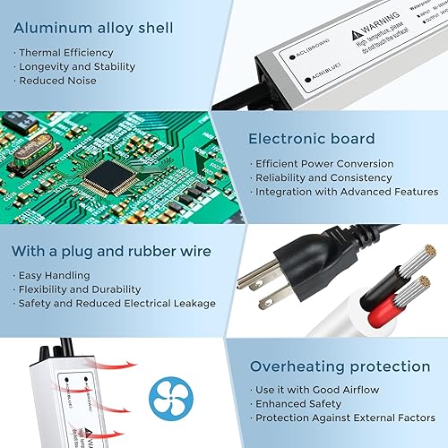 Miniatura 7 de Fuente de alimentación LED de 12 V, 30 W, IP67 impermeable 12 V LED controlador transformador adaptador 110 V CA a 12 V CC salida de bajo voltaje