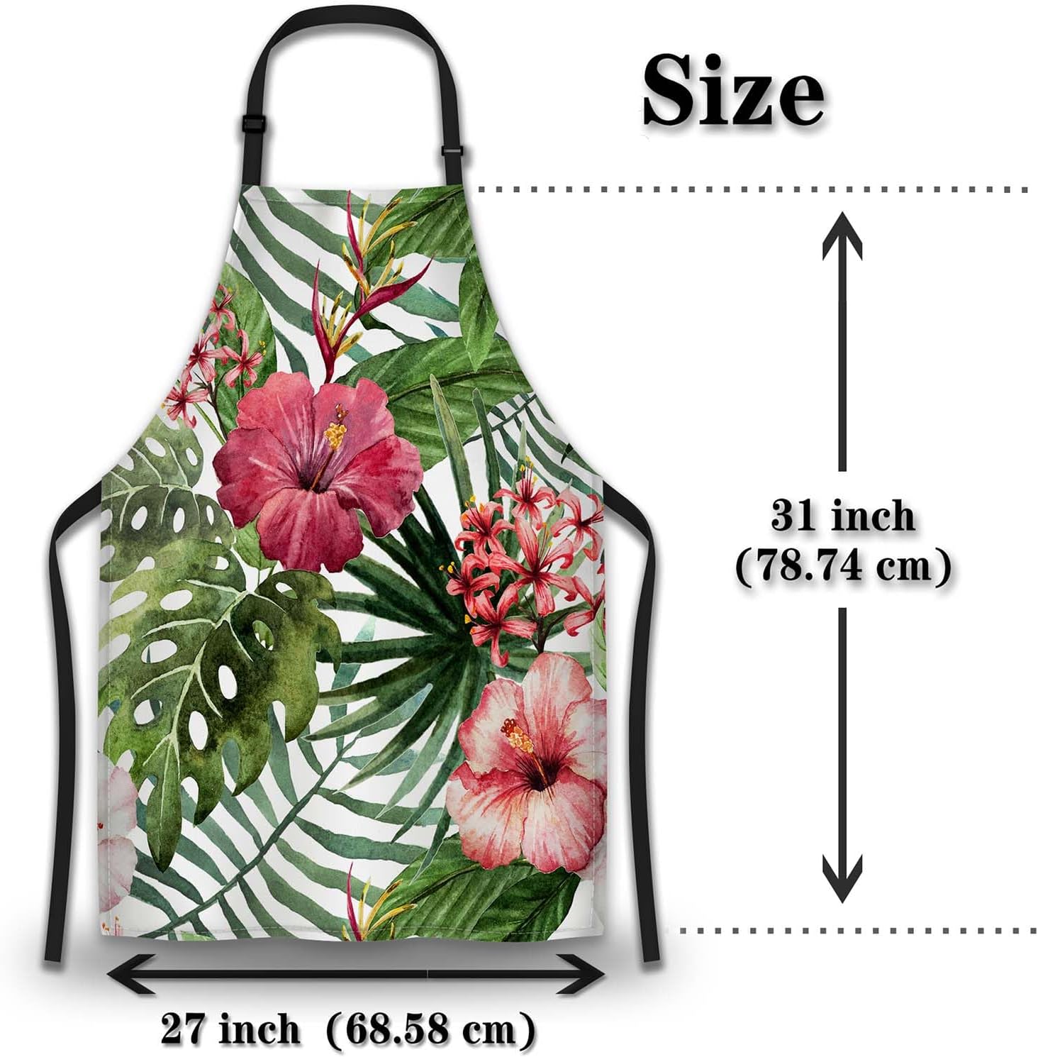 Cooking Apron for Men Watercolor Summer Tropical Flower Women Aprons for Kitchen Restaurant BBQ Painting Crafting Gardening 27” (W) x 31” (H), Waterproof Apron