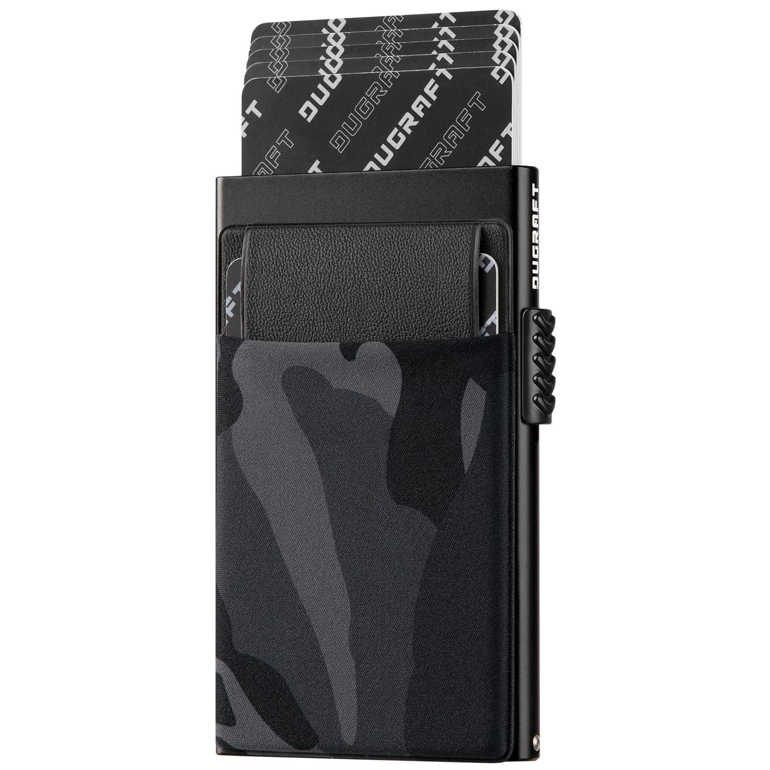 DUGRAFT Porta Carte con Tasca per Soldi, Minimalista da Uomo Sottile in Alluminio Metallo Pop-Up Portafoglio con Confezione Regalo, Contiene 5 Carte e Contanti