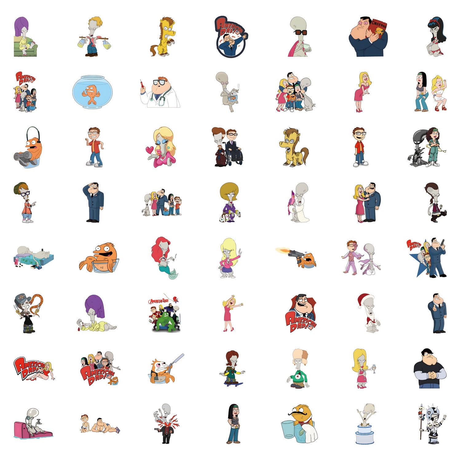 50 Pcs American Dad Stickers for Laptop Cool Decals for Teens Kids Boys Skateboard Phone - Image 2