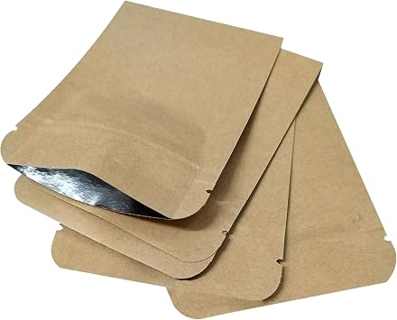 PABCK Mylar Foil Kraft Paper Resealable Bags Food Storage 50Pcs 2.7x3.9inch