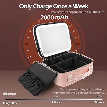 Hollywood Vanity Makeup Mirror with 72 Dimmable LED Bulbs,Portable Lighted Mirror with 3 Colors Dimmable Lightning, Desk&Travel Mirror,Touch Control for Outdoor (pink)