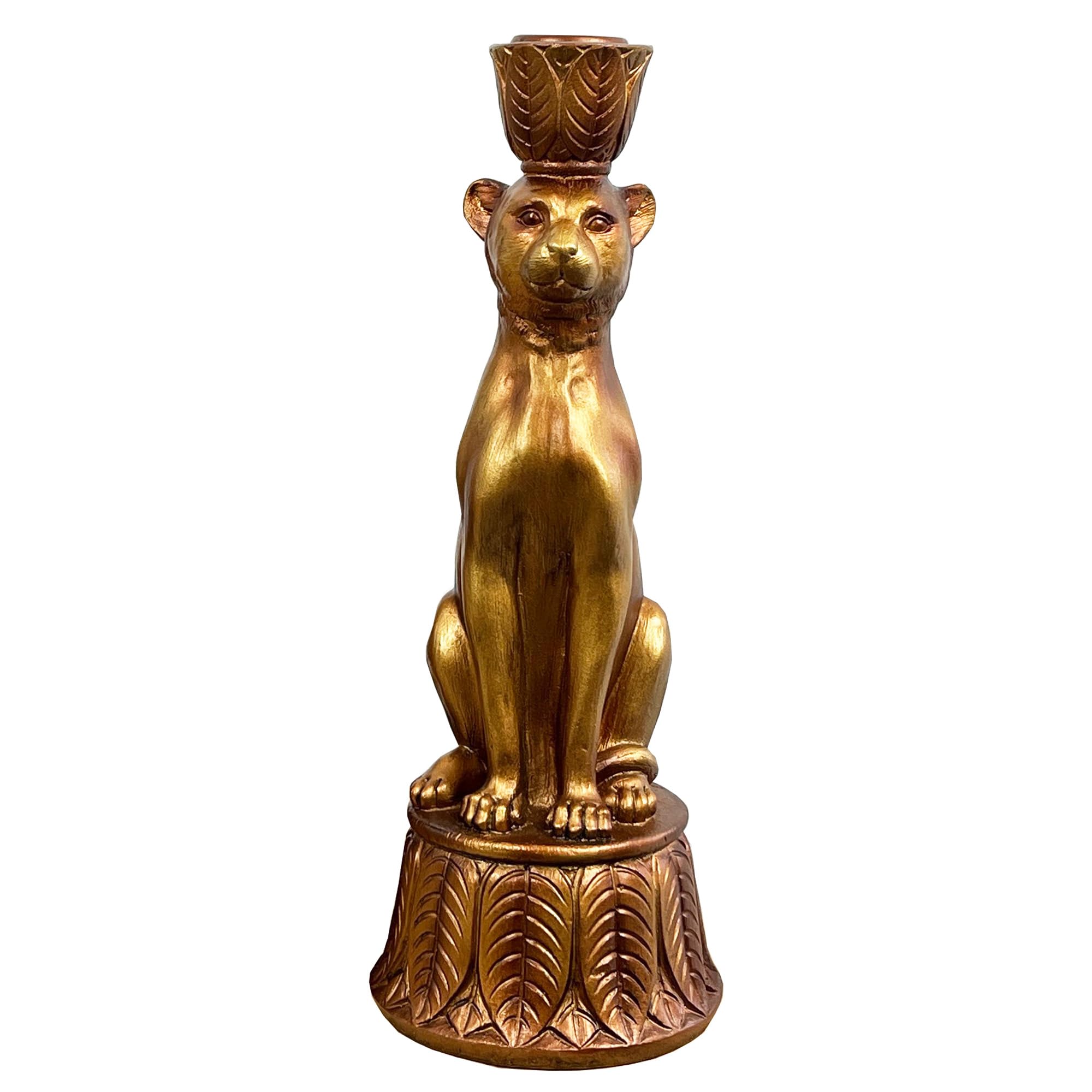 Alfie Francis Gold 24Cm Tall Decorative Leopard Candle Stick Holder Home Decoration Ornament Statue Figurine