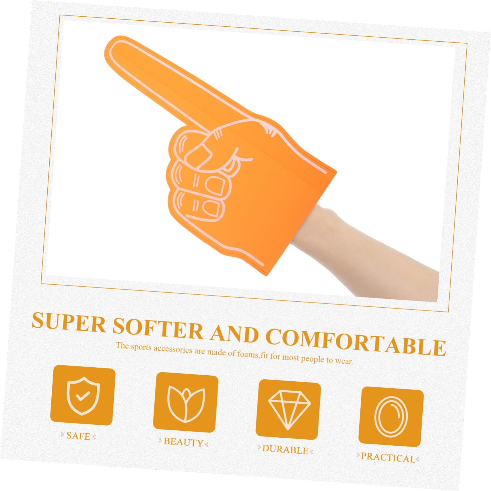 TOYANDONA 3 Pezzi Dita in Schiuma per Cheerleading Arancioni, Accessori per Sostenitori Sportivi, Gadget Leggeri per Feste di Calcio e Basket, Supporto per Eventi e Spirito di Squadra