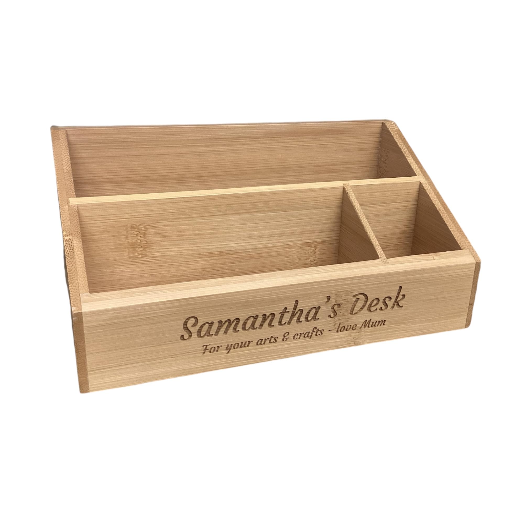 Rutherfords Gifts Personalised Bamboo Pen Organiser Office Storage Tablet Holder Desk Tidy