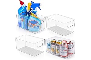 4-Piece Clear Long Storage Bins