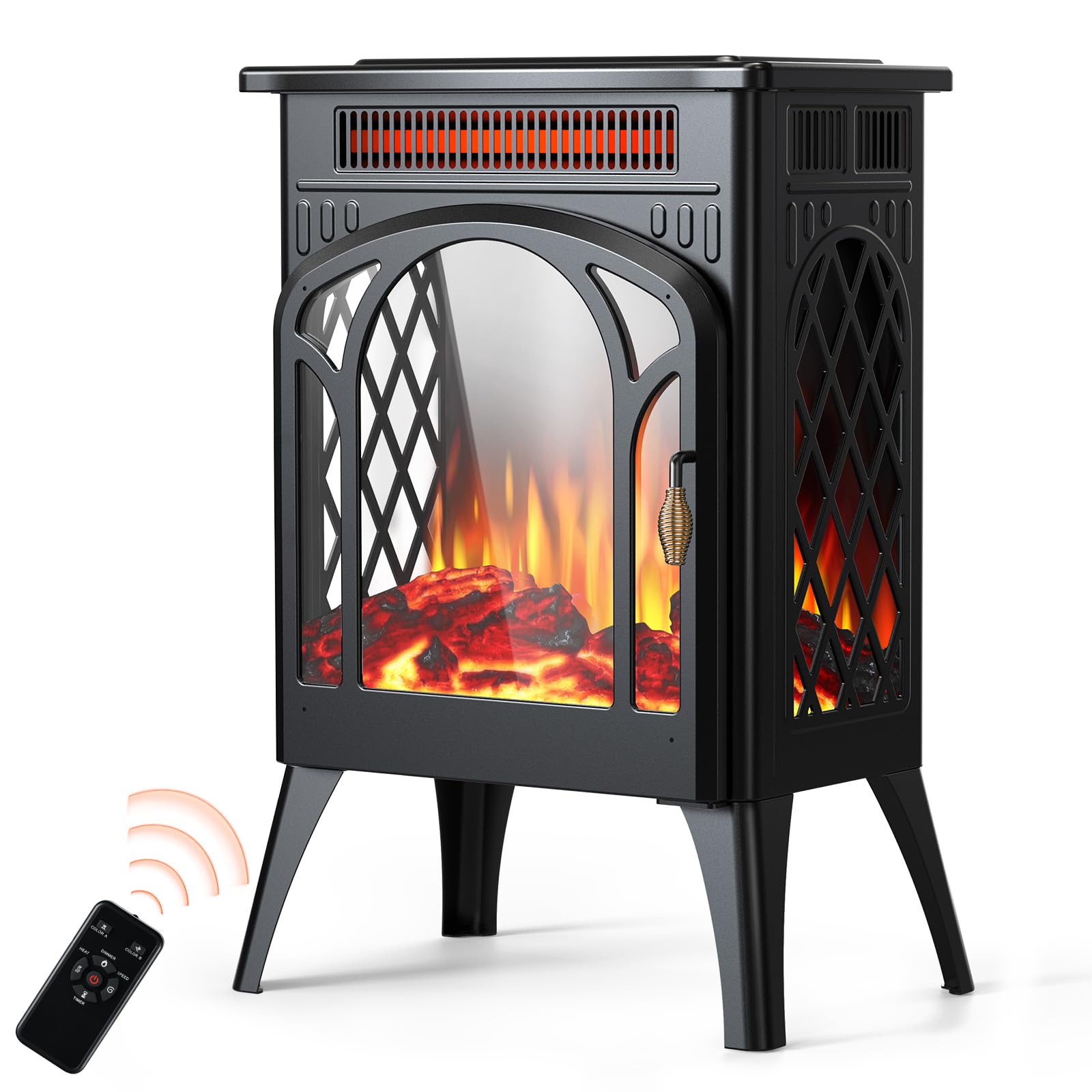 Amazon.com: Rintuf Electric Fireplaces, Infrared Electric Stove Heater with  1500W Fast Heating, 3D Realistic Flame, 8H Timer, Remote Control, Safety  Protection, Freestanding for Living Room Bedroom Indoor Use : Home u0026 Kitchen