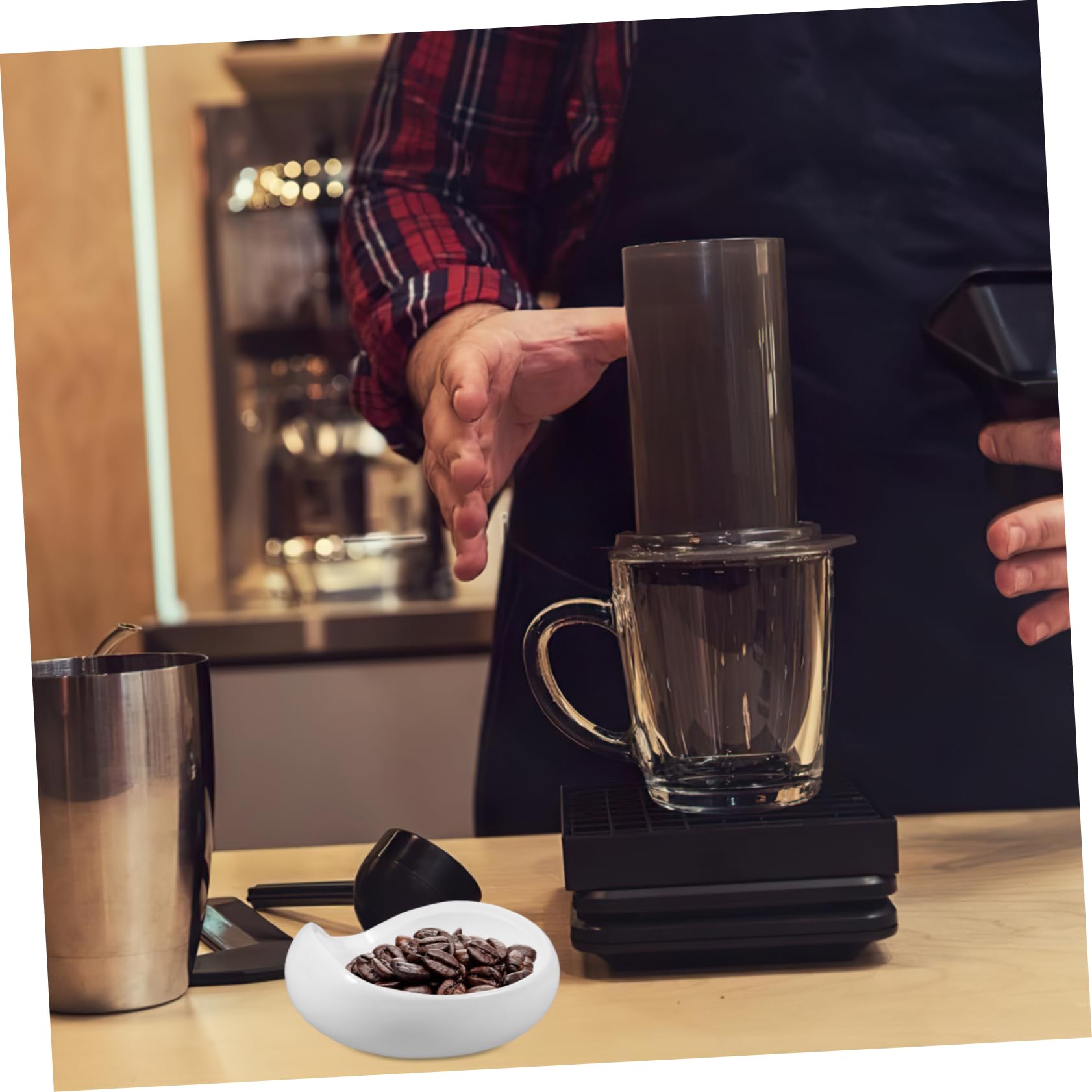 5 Piezas Bandeja De Exhibición Cuchara Medidora De Granos De Café Cuchara De Té Kongfu Vaso Dosificador De Cafe Recipiente De Té Suelto Platos De Granos De Café Cerámica Ciieeo