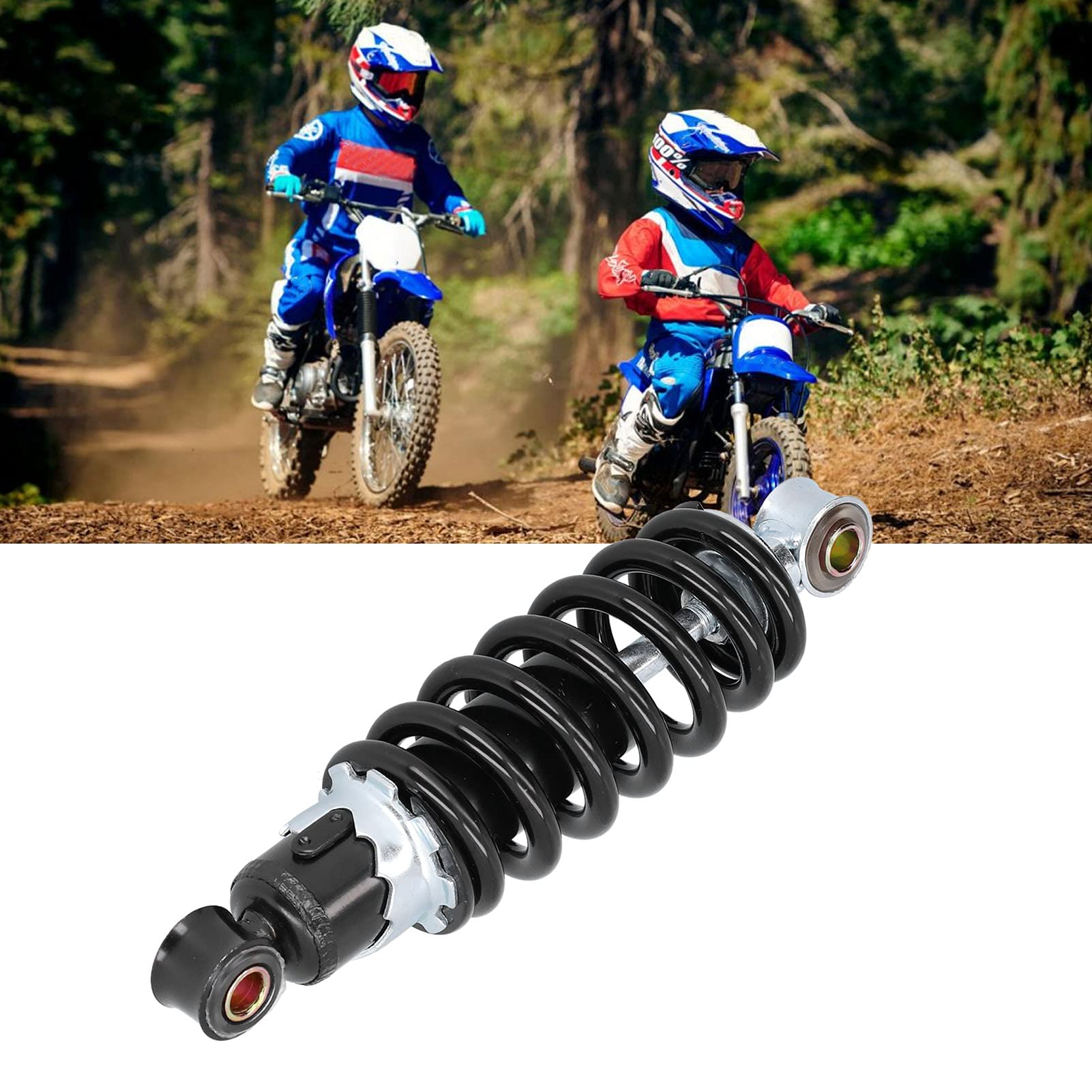 Ammortizzatore per ATV 200mm, Molla Regolabile a 5 Livelli, Foro 10mm, Acciaio al Carbonio, Ammortizzatore Universale con Pressione della Molla per Go Kart ATV Quad Damper Bike
