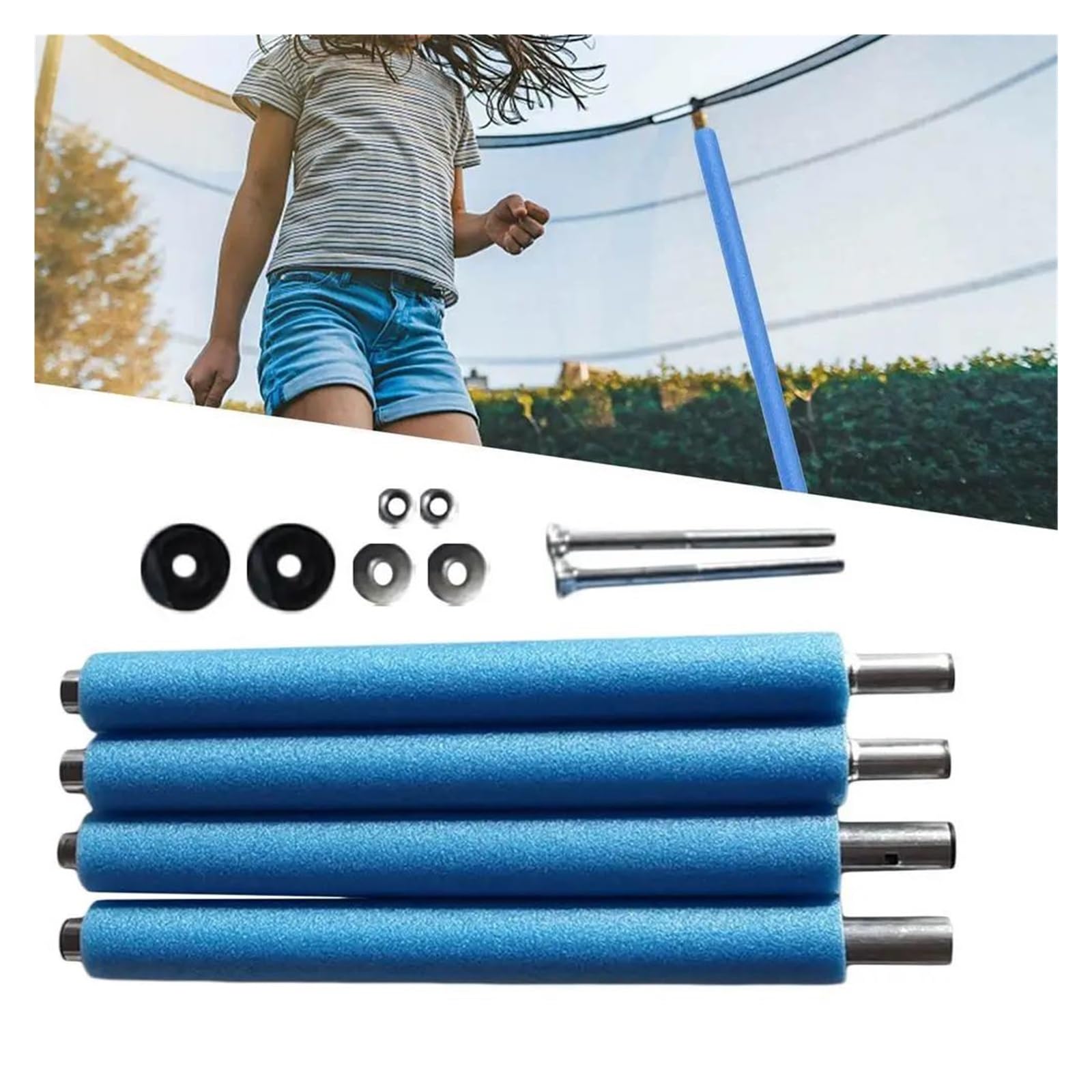 Colchoneta Recambio Exterior Trampolín Recinto De Repuesto De Trampolín Postes De Trampolín De Espuma Postes De Acero con Tornillos