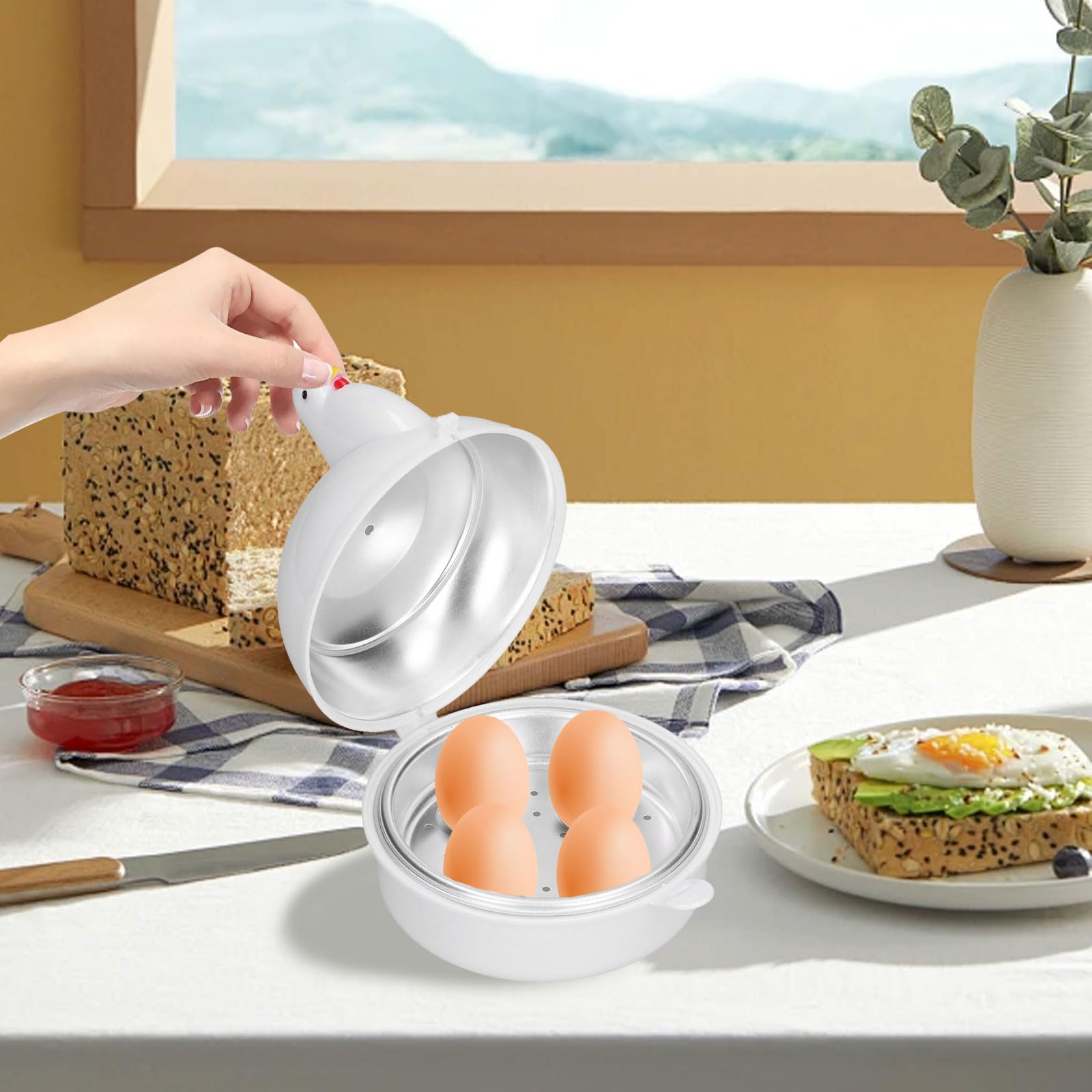 Mikrowellen-Eierkocher – Für 4 Eier, Hartgekocht, Aus ABS, Platzsparend