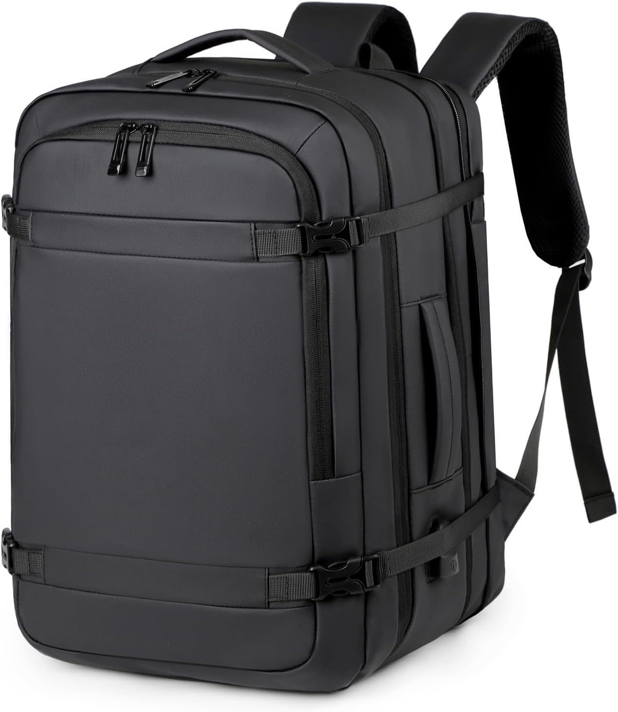 Extra Large 50L expandable travel laptop backpack Men Women,Airline Approved Carry On backpack,Business commuting backpack, water-resistant (Black)