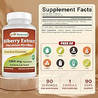 Vista 2 de Best Naturals Extracto de arándano cápsula de 1000 mg (sin OGM) apoya una visión saludable, 90