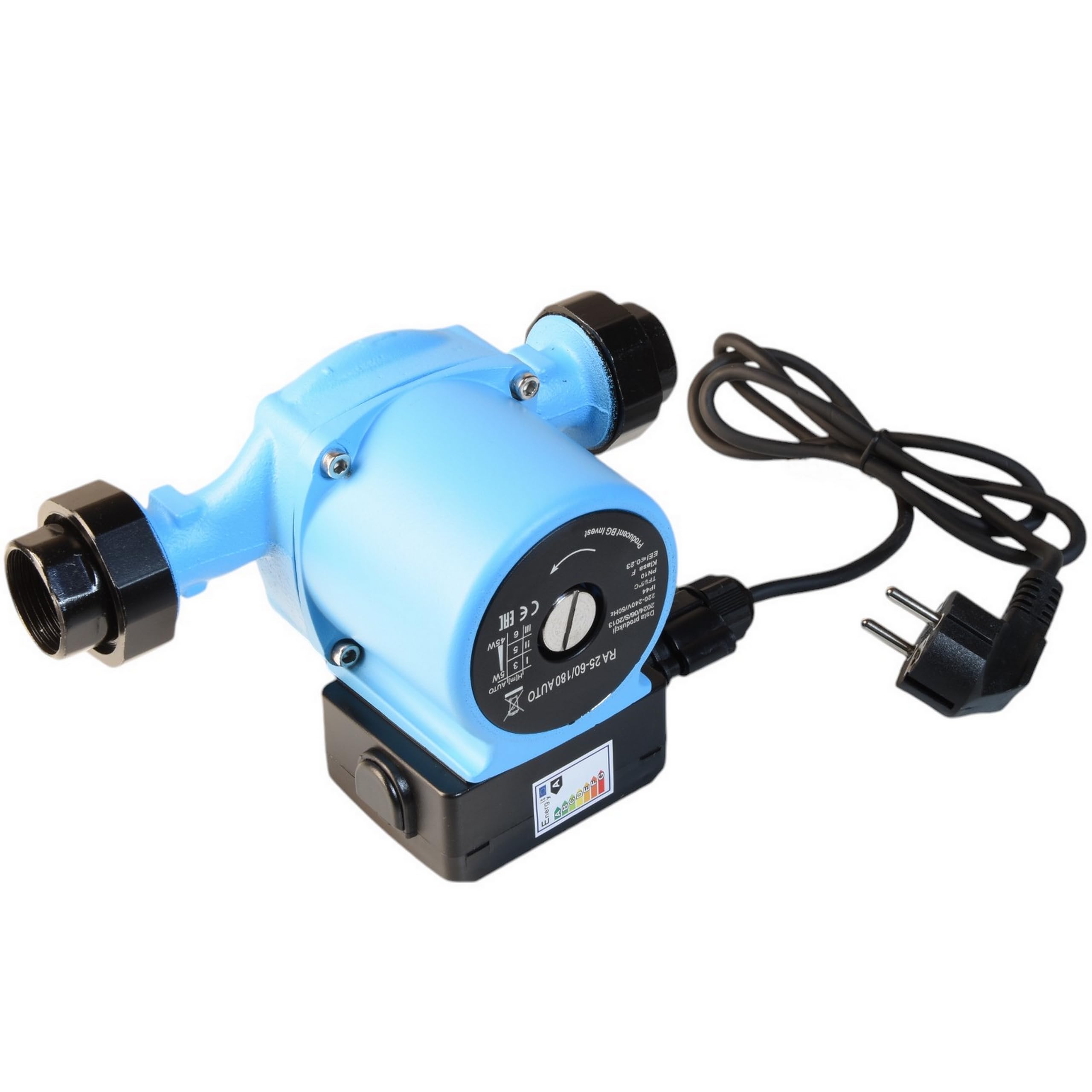 Pompa di Circolazione RA 25-60/180 AUTO (5-45W max. 3300 l/h Prevalenza 6 m) - Pompa per Acqua Calda - per Riscaldamento Centrale – 3 Velocità - Modalità NOTTE e AUTO - Basso Consumo Energetico 180 mm