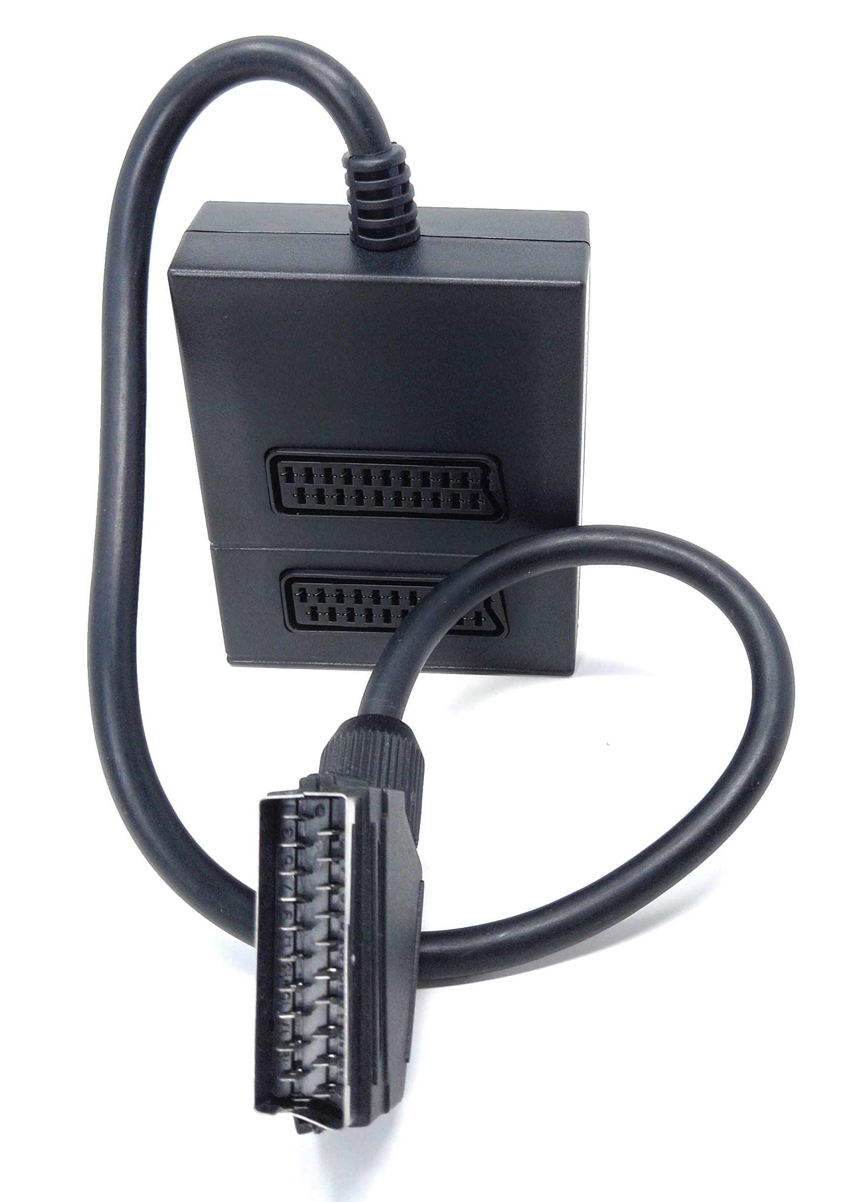 DRUT Scart Splitter Box Video Cable Adapter for TV DVD, VHS, Game Console (2 Way), black, Small - Image 2