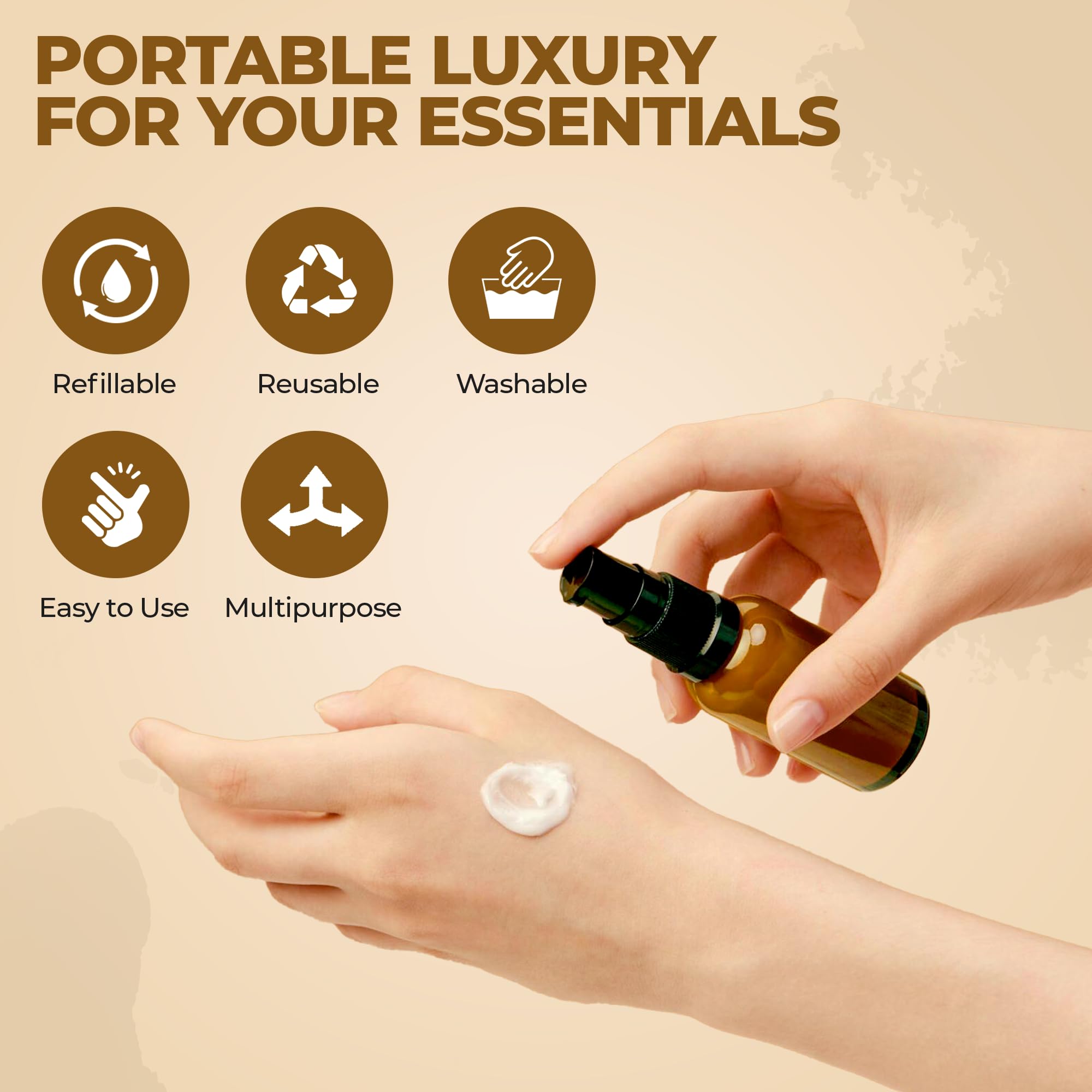 VitalUp Refillable Glass Pump Bottles