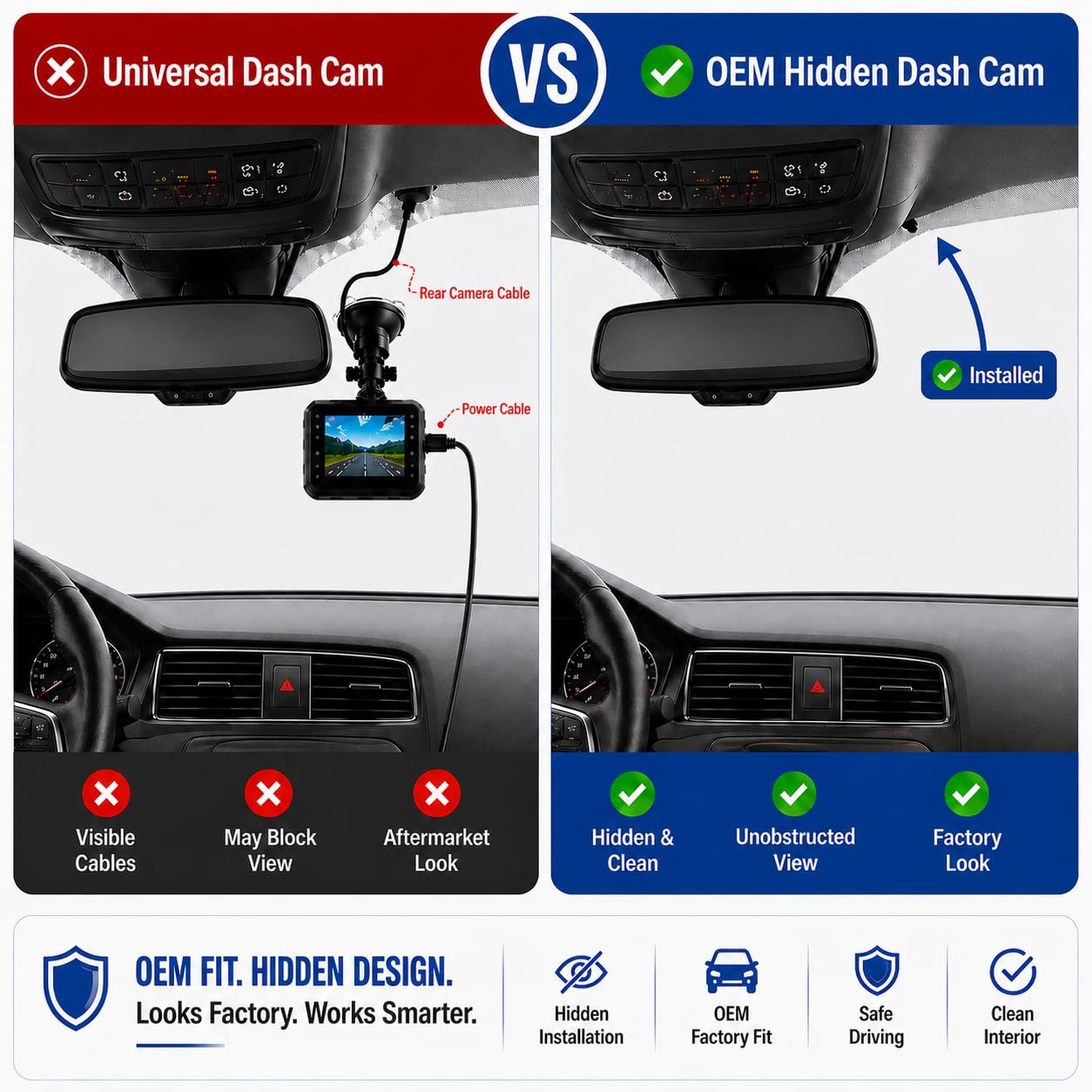 Dash Cam 2K+1080P, dopasowana do Jeep Renegade 2017-2019