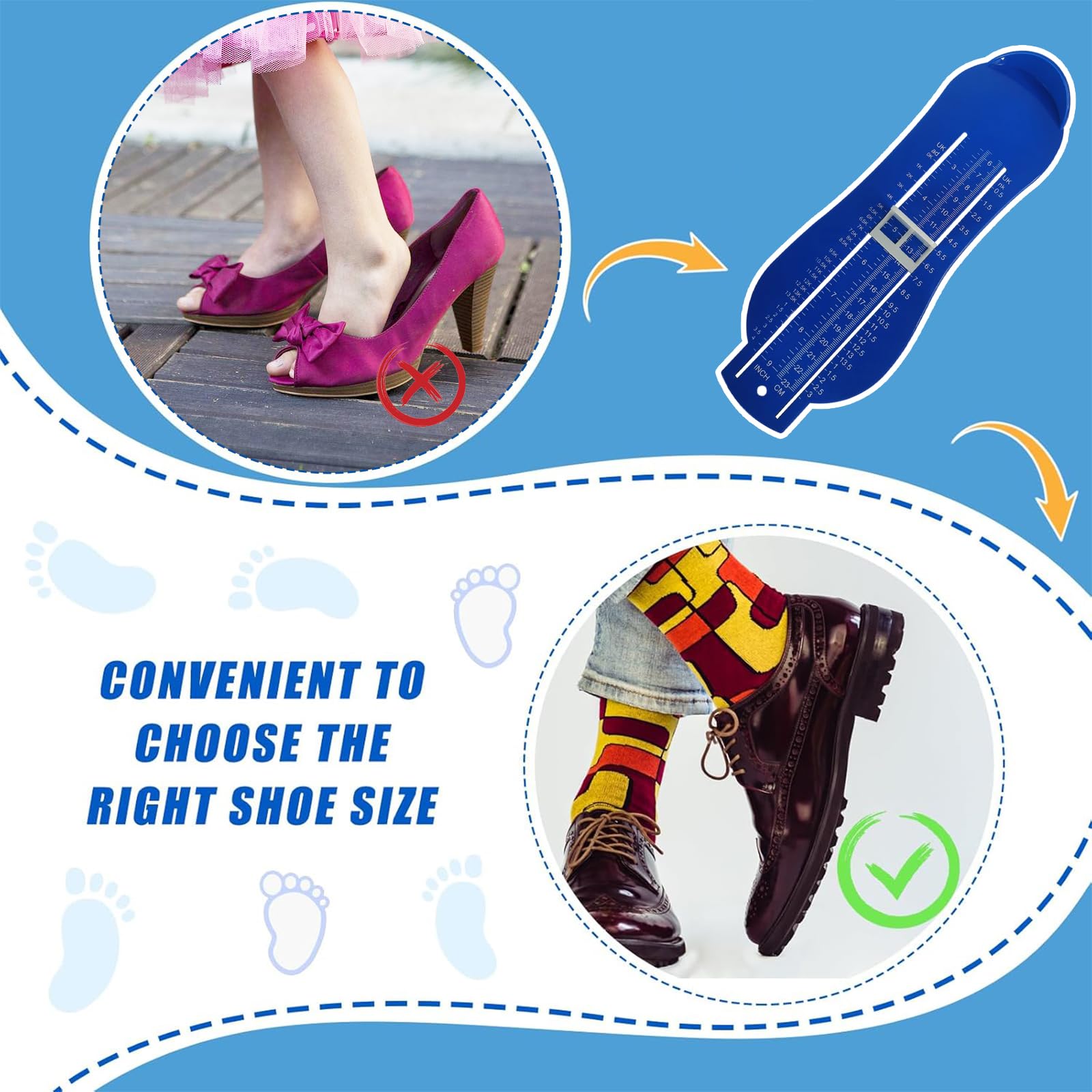 Pédimètre Enfants, Mesure Pied Enfant, Pointure Chaussure Mesurer Pied Dispositif de Mesure pour une détermination précise de la taille des chaussures, Bleu