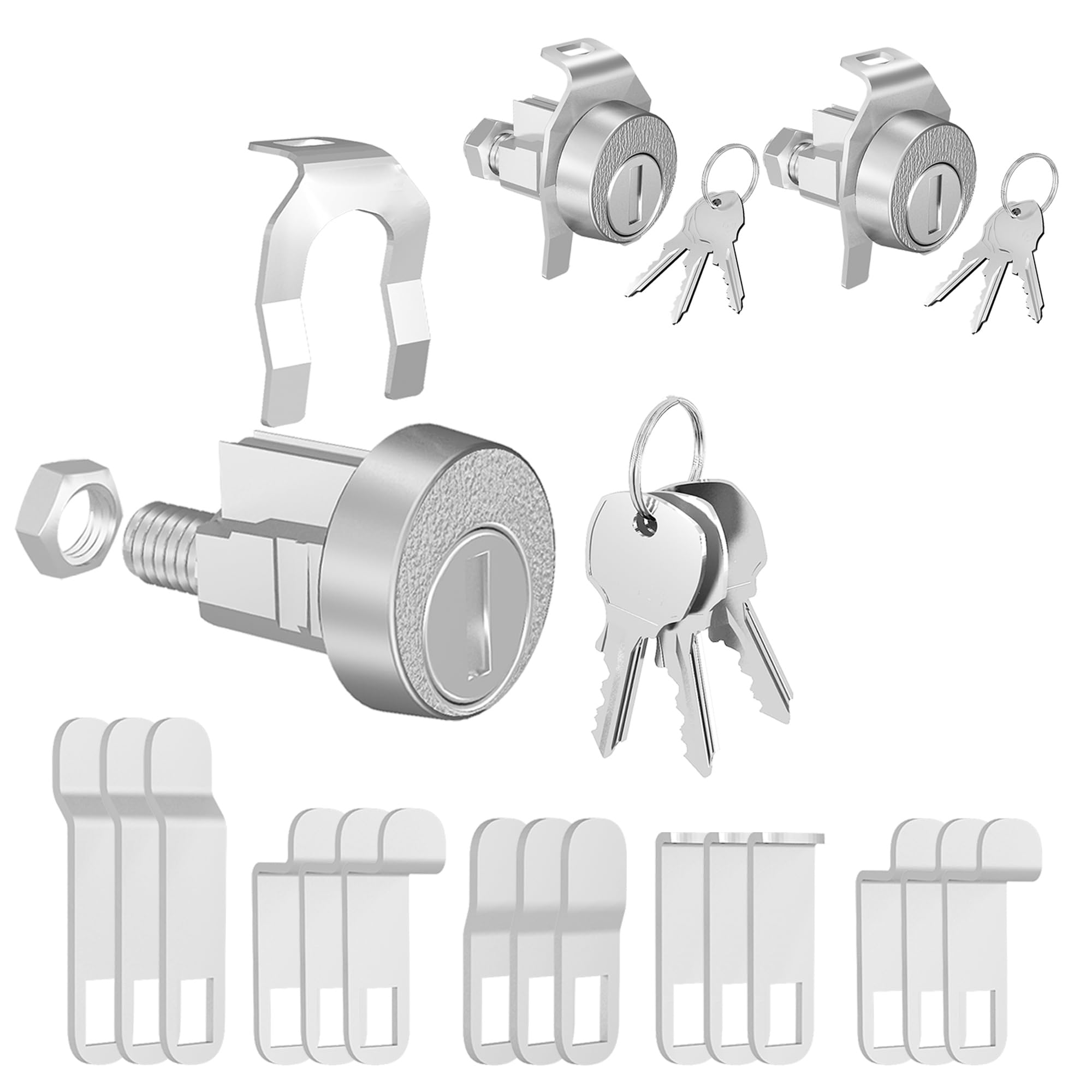 3 Pack Mailbox Locks with Keys Replacement, Mailbox Lock Replacement for L-1172C Mail Box Lock and Key, Nickel Finish