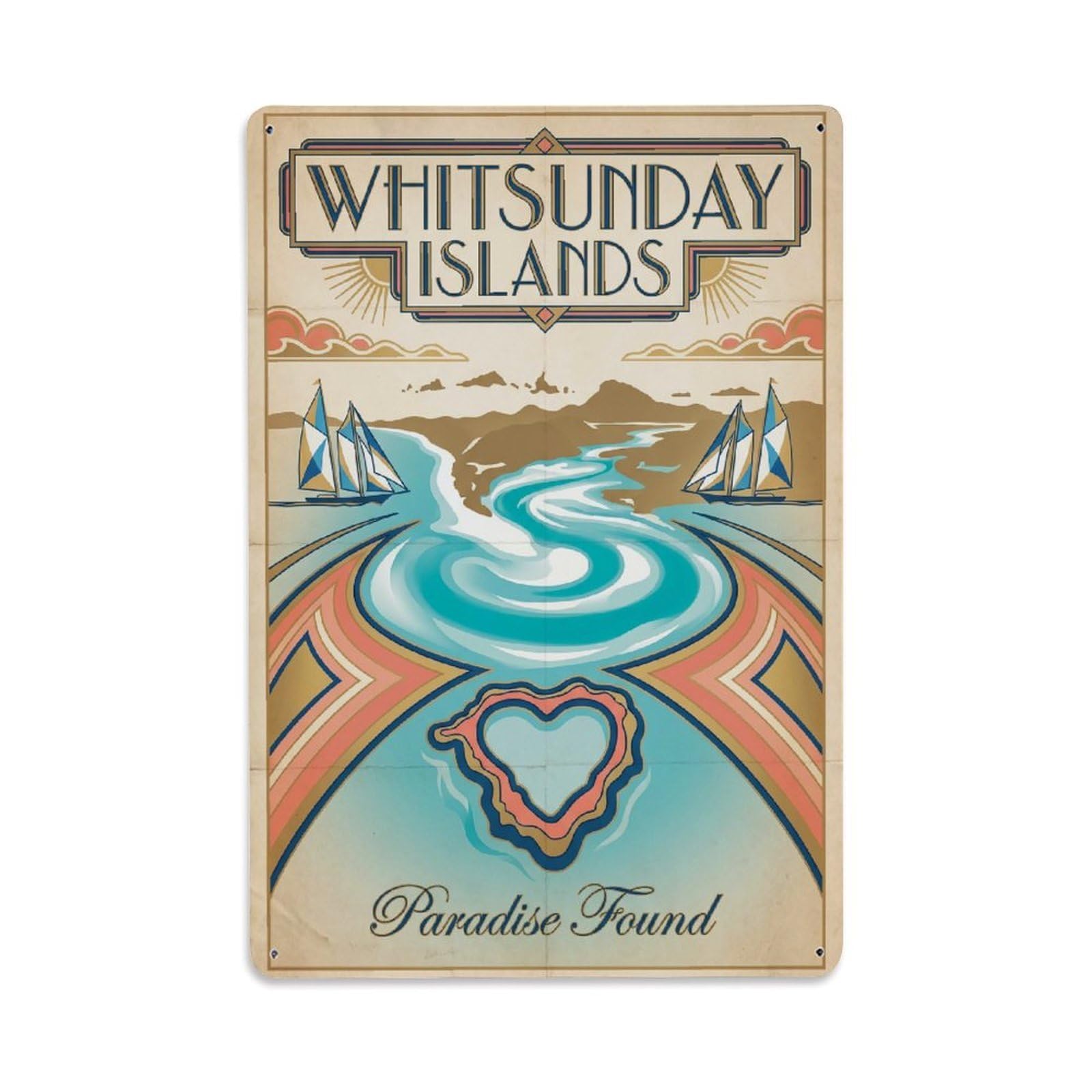 Gead 8X12inch Style Vintage Travel Australia Whitsunday Islands Metal Tin Sign
