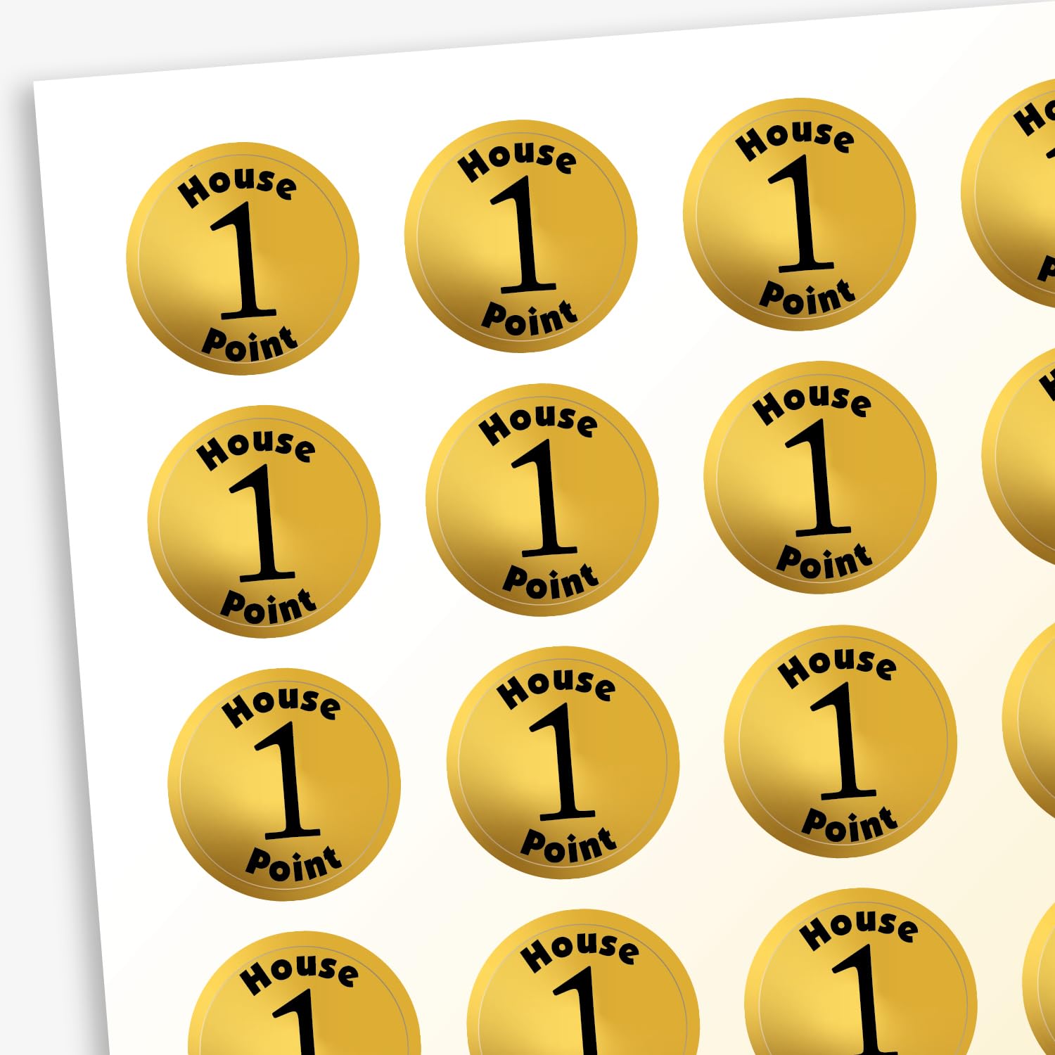 700 Metallic Shiny One House Point Childrens Pupils Gold School Praise Reward Stickers 16mm Primary Teaching Services