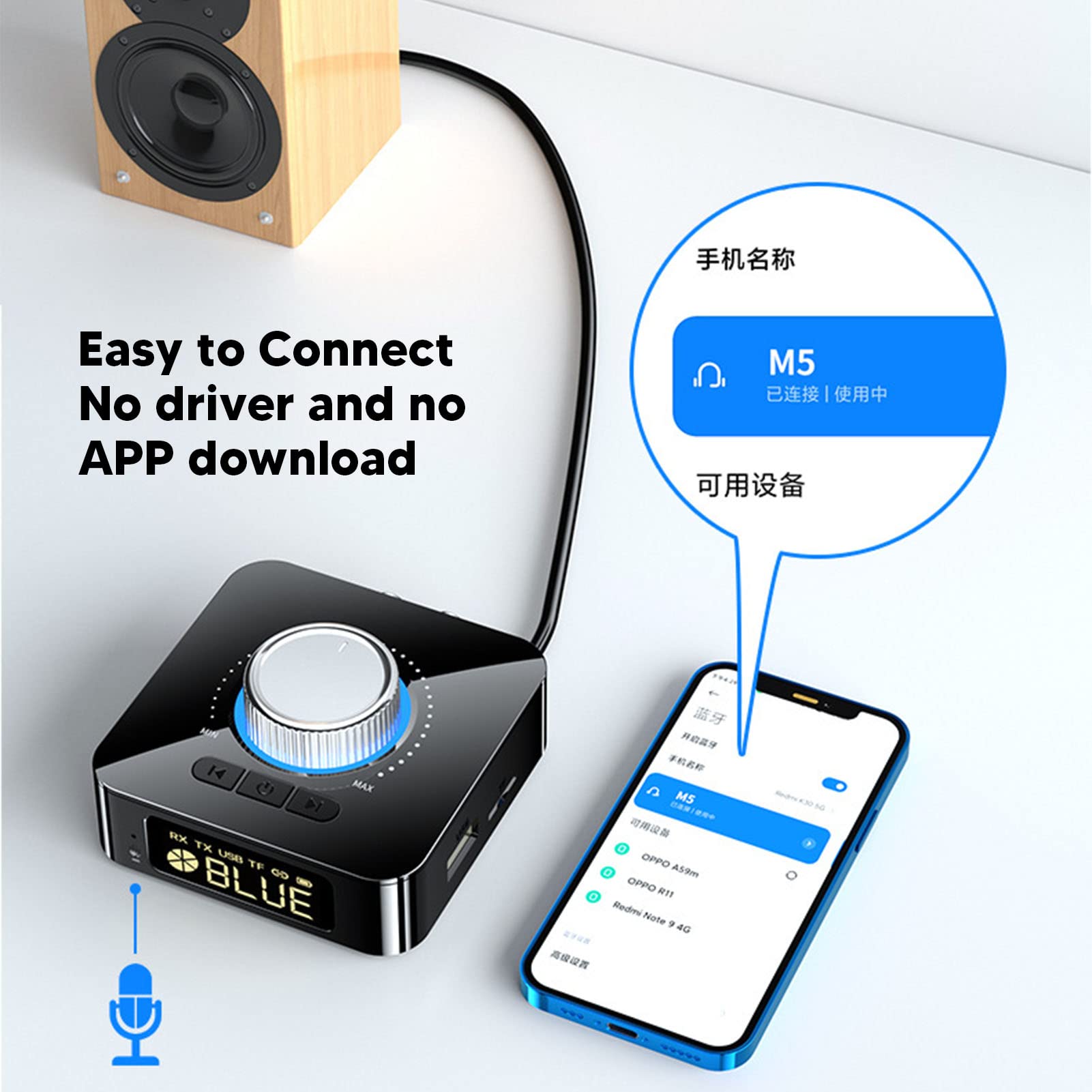 Adaptateur Bluetooth 5.1 émetteur/récepteur - Modes TX/RX, Prise AUX 3,5 Mm Et RCA - Pour Rendre Tes Enceintes Filaires Compatibles Bluetooth