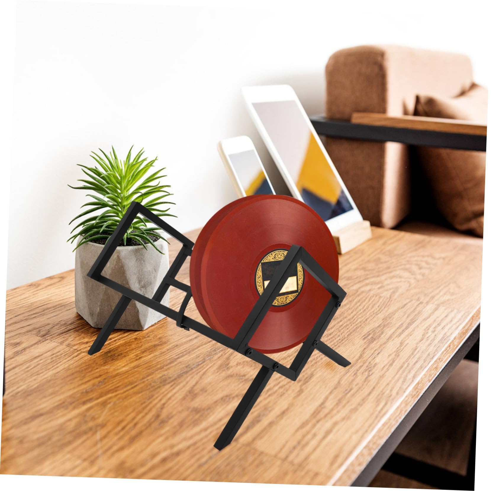 OSALADI Espositore per Dischi in Vinile da Tavolo in Ferro Nero, Supporto Stabile per CD e Album, Design Contemporaneo per Casa, Ufficio e Negozio