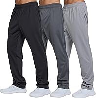 UltraPerformance Men's 3-Pack Tricot Sweatpants: Open Bottom Athletic Track Pants with Pockets, Wide Leg Comfort for Gym & Casual