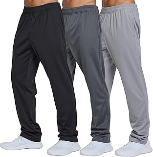 Ultra Performance 3 Pack Mens Athletic Open Bottom Sweatpants Active Track Pants Casual Tricot