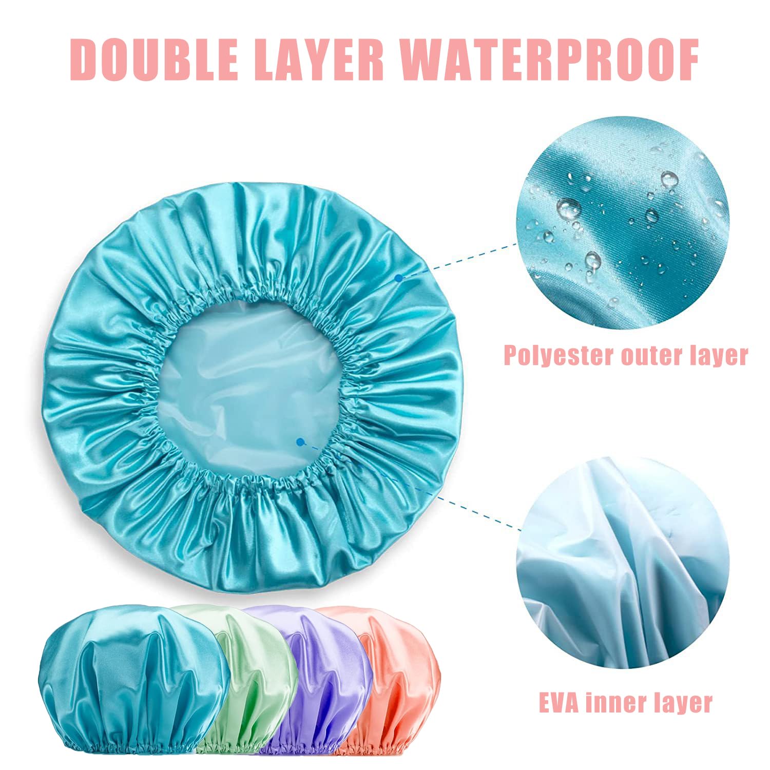 4 Piece Satin Hat Silk Cap for Sleep, Stretchy Broadband Silk Sleep Cap ...