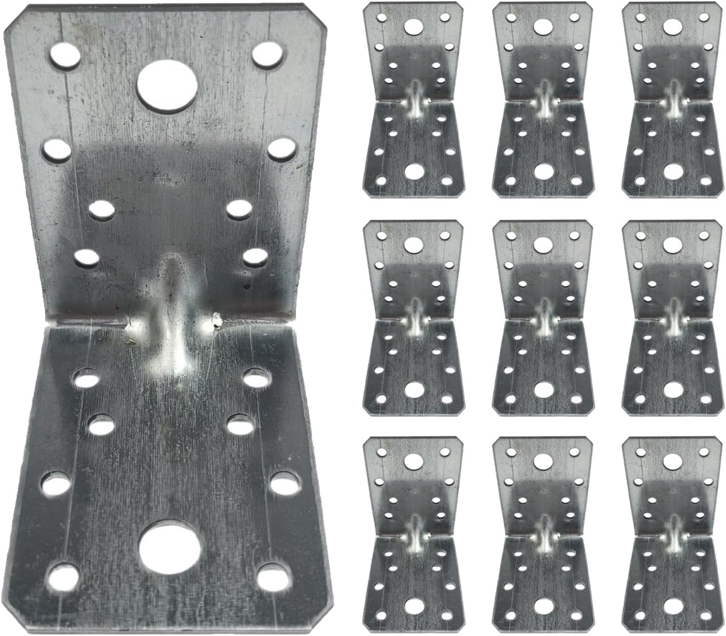 10 Pack Angle Brackets for Wood Heavy Duty Corner Braces Brackets Galvanized Steel Sheet L Brackets- with Smooth Edges Easy Install for DIY Furniture Fixations & Corner
