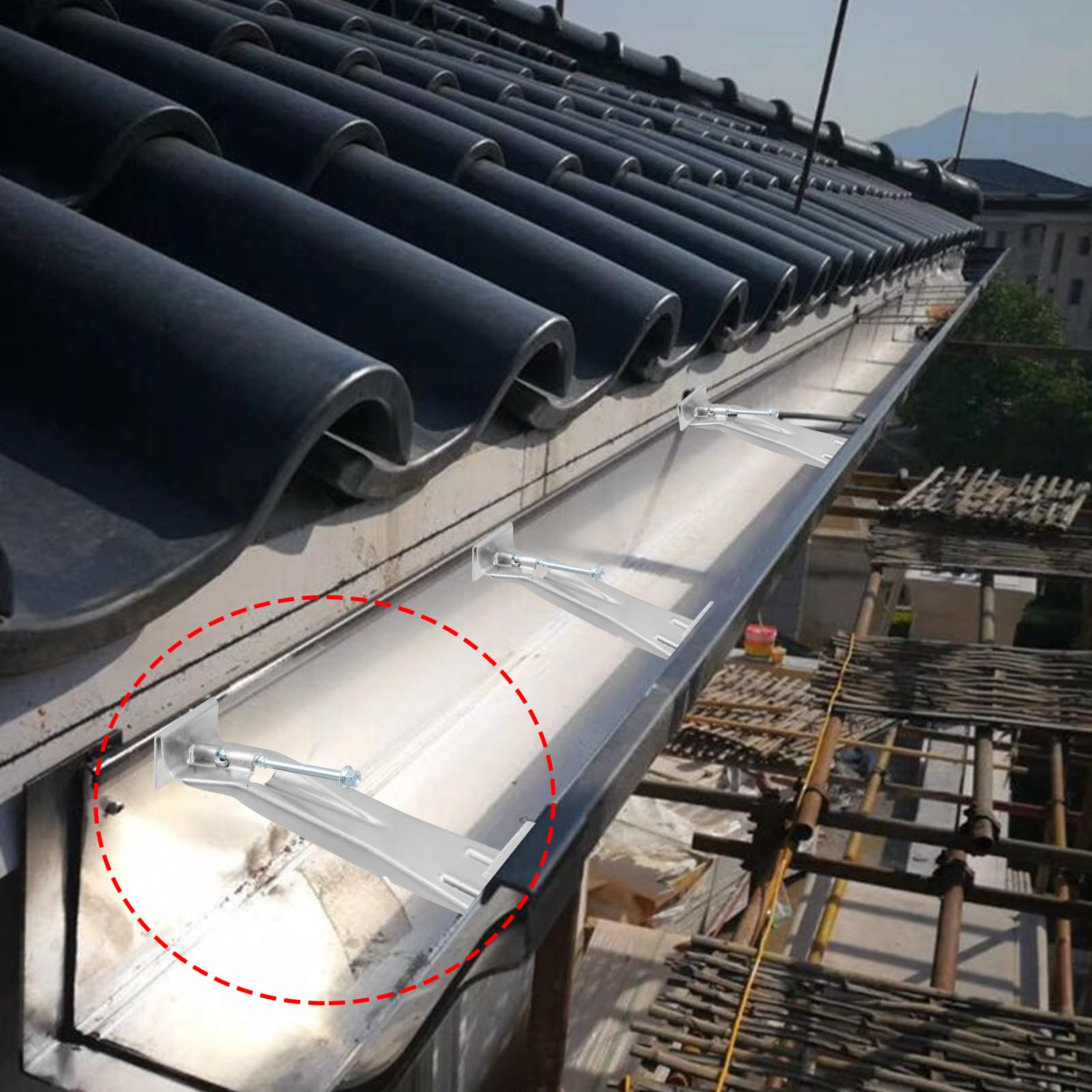 12 Piezas Ganchos de Canalón de 6 Pulgadas Resistentes Ocultos Soportes de Canalón de Lluvia Sujetador, Soportes de Canalón de Aluminio para Reparar Canalones de Lluvia Caídos