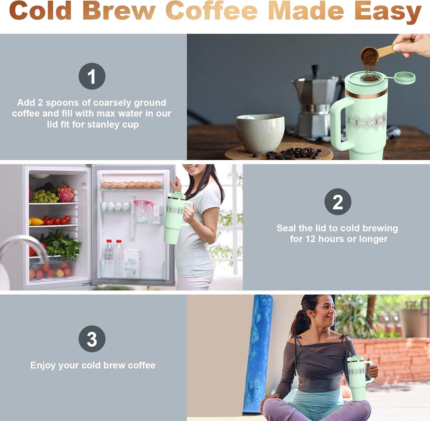 LGVOA 2 Pcs Cup Lid for Stanley Replacement, Stanley Leak Proof Lid with Pill Box + Coffee Funnel, Cup Lid Replacement for 40oz Stanley Quencher Accessories (Matcha Green) 4 71+QFSfGdLL. AC SL1500