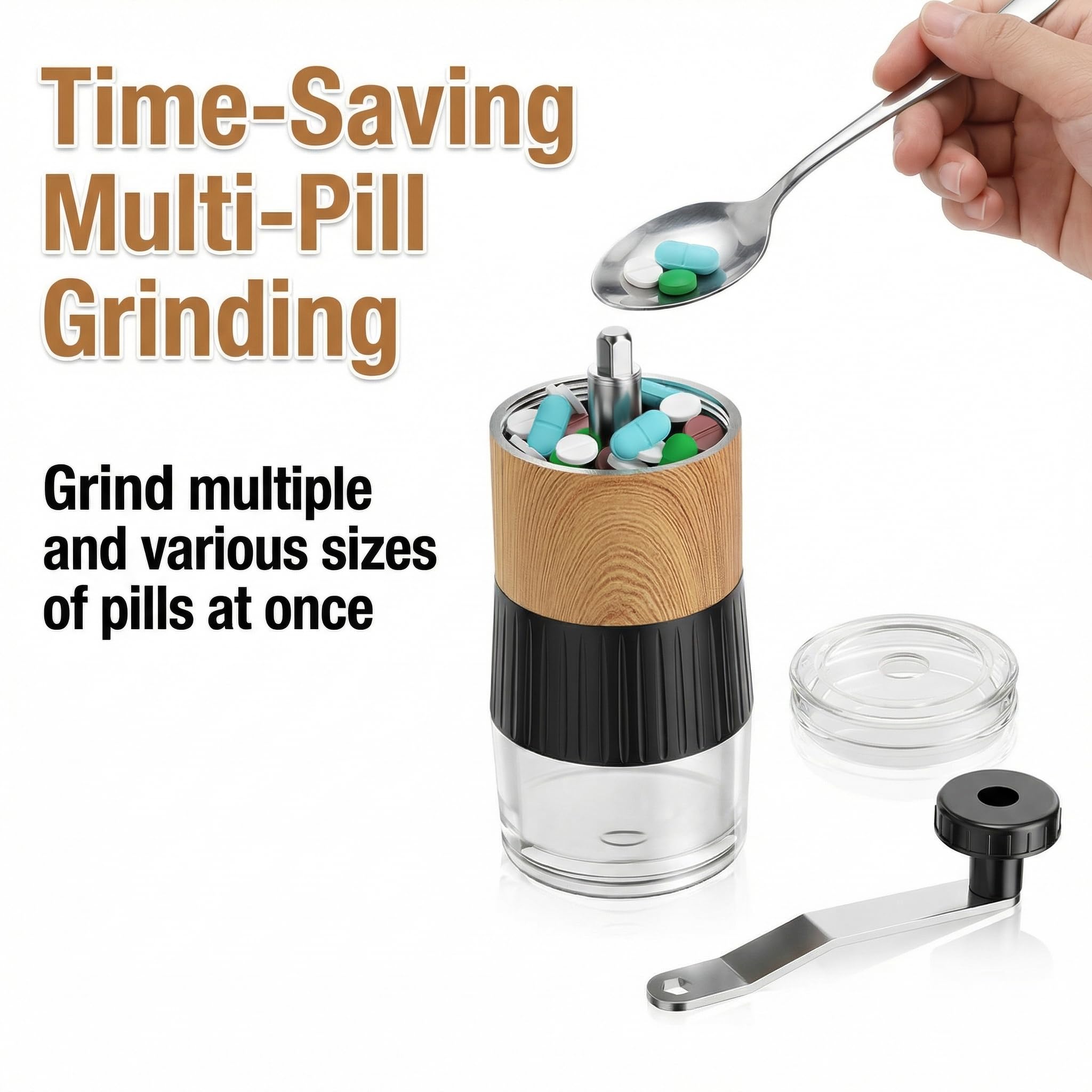 Small Manual Pill Crusher Grinder with Hand Crank,Fine Powder for Elderly — Amazon image 3