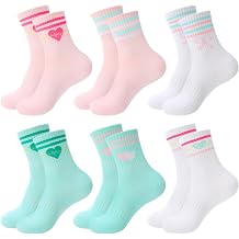 Girls Socks Kids Crew Athletic Socks with Hearts Bows Stripes Unicorn Stretchy Sock for Boys Girls Running Outdoor