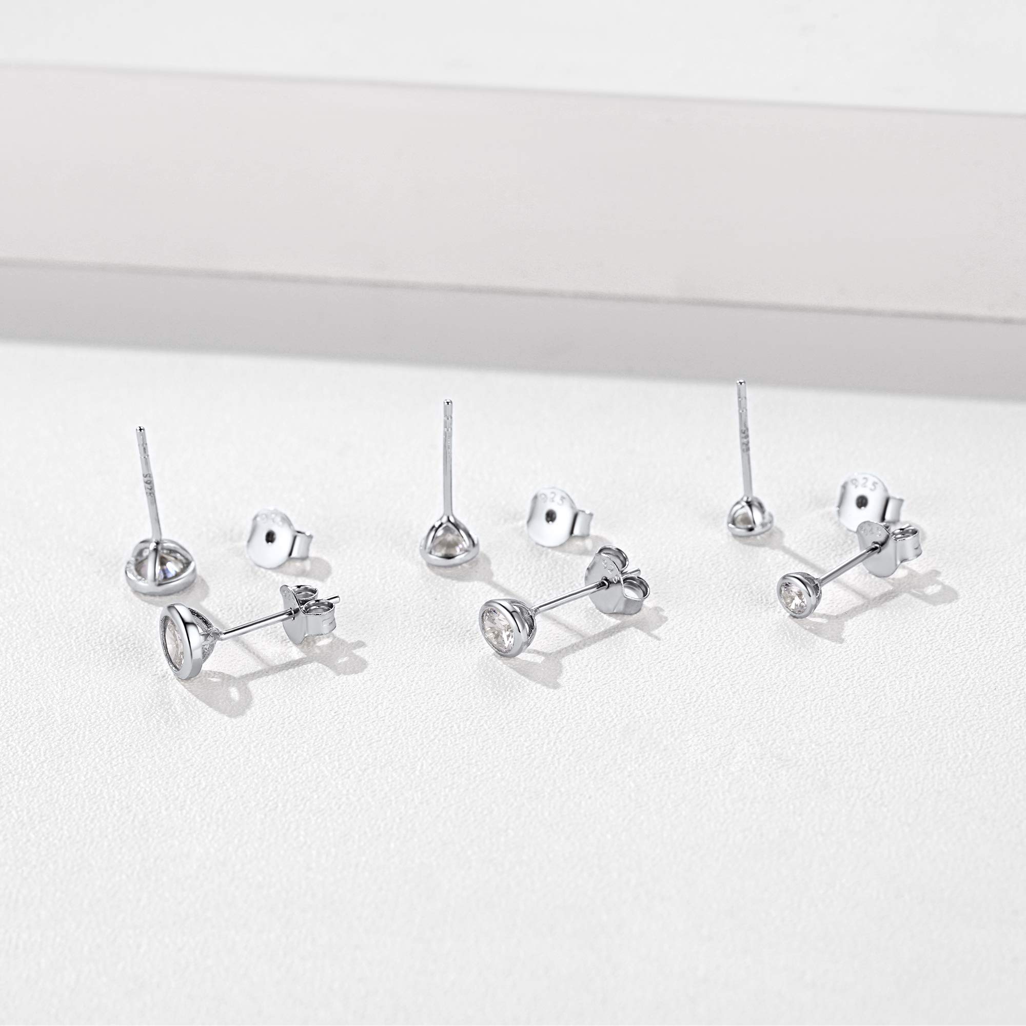 ChicSilver 3/4/5mm Orecchini Donna Punto Luce Argento 925 a Lobo Piccoli | argento 925, diamante brillante, minimalista, elegante, adatto a qualsiasi occasione, per quotidiano anniversario natale