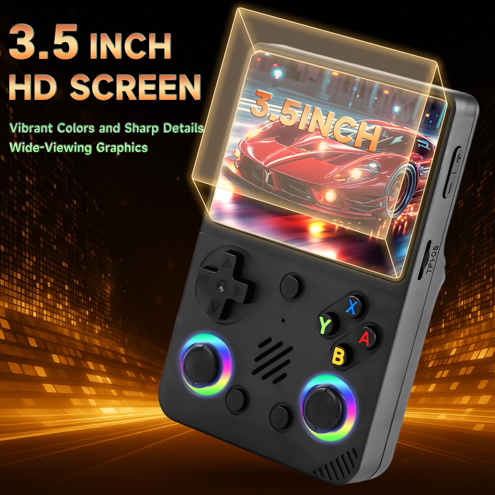 Unokit Consola de juegos retro RG36 Pro 2025, pantalla IPS 3.5 pulgadas, sistema Linux de código abierto, tarjeta TF 64 GB, más de 20.000 juegos clásicos, batería 3200 mAh