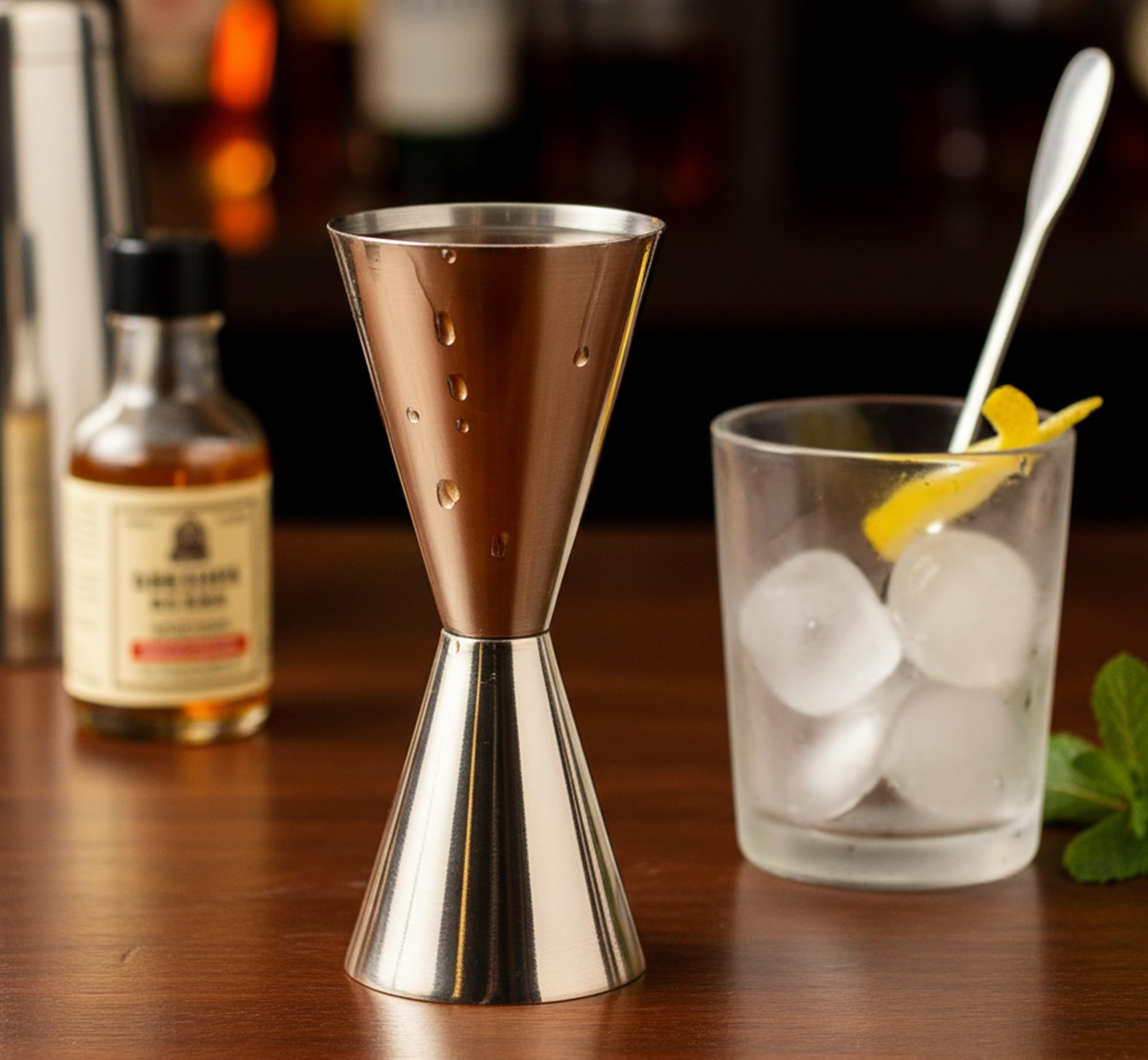 eSplanade Brass Liquor Peg Measuring Glass Jigger Bar Tool - Double Sided - 30 and 60 ml (silver(Double Sided)) - Image 2 thumbnail