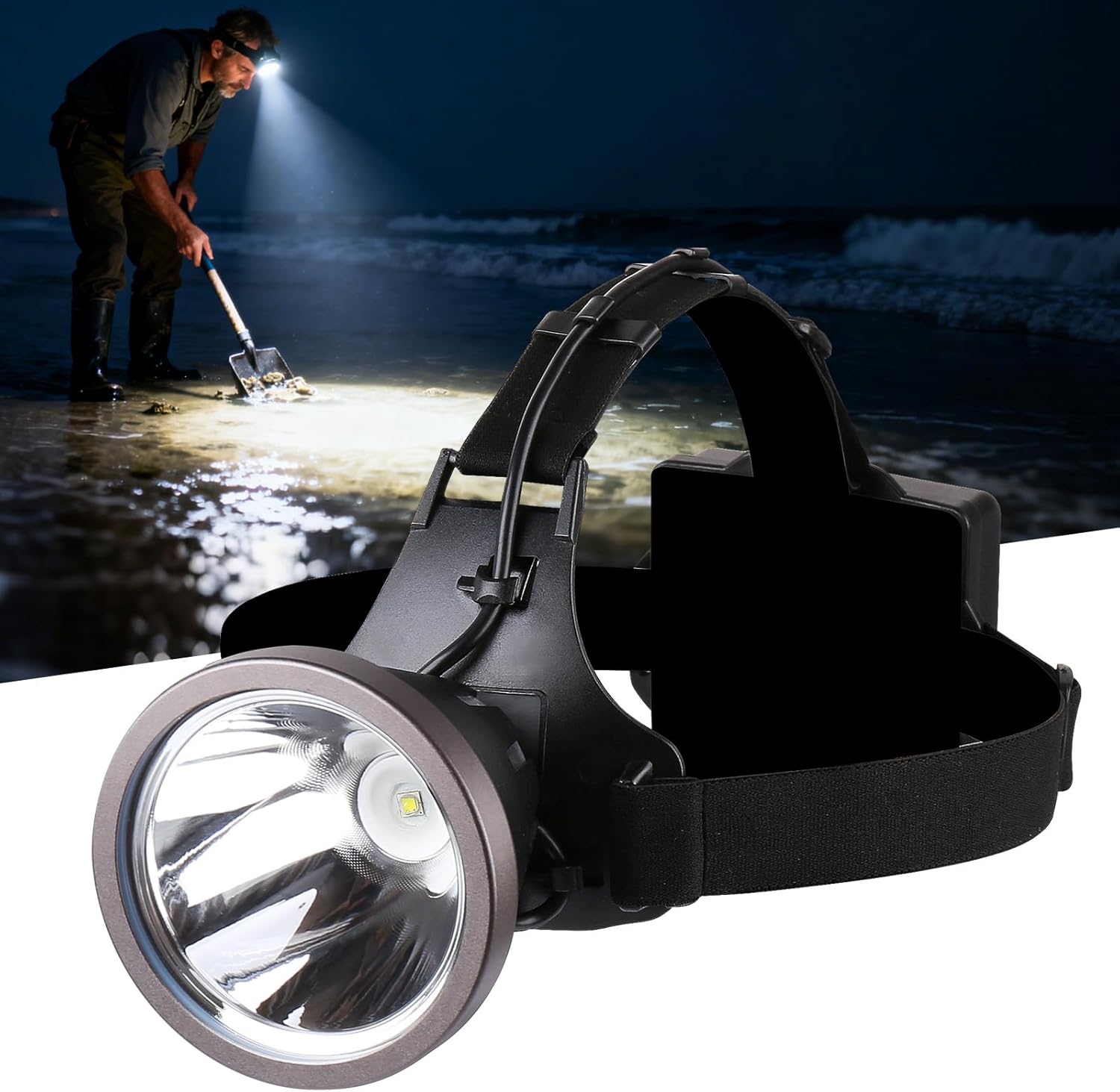 20W Super Bright Headlamp 9000 mAh Rechargeable LED Headlight, SST40,3 Lighting Modes 10-30 Hours Battery Life for Work, Outdoor, Camping, Fishing(Large)