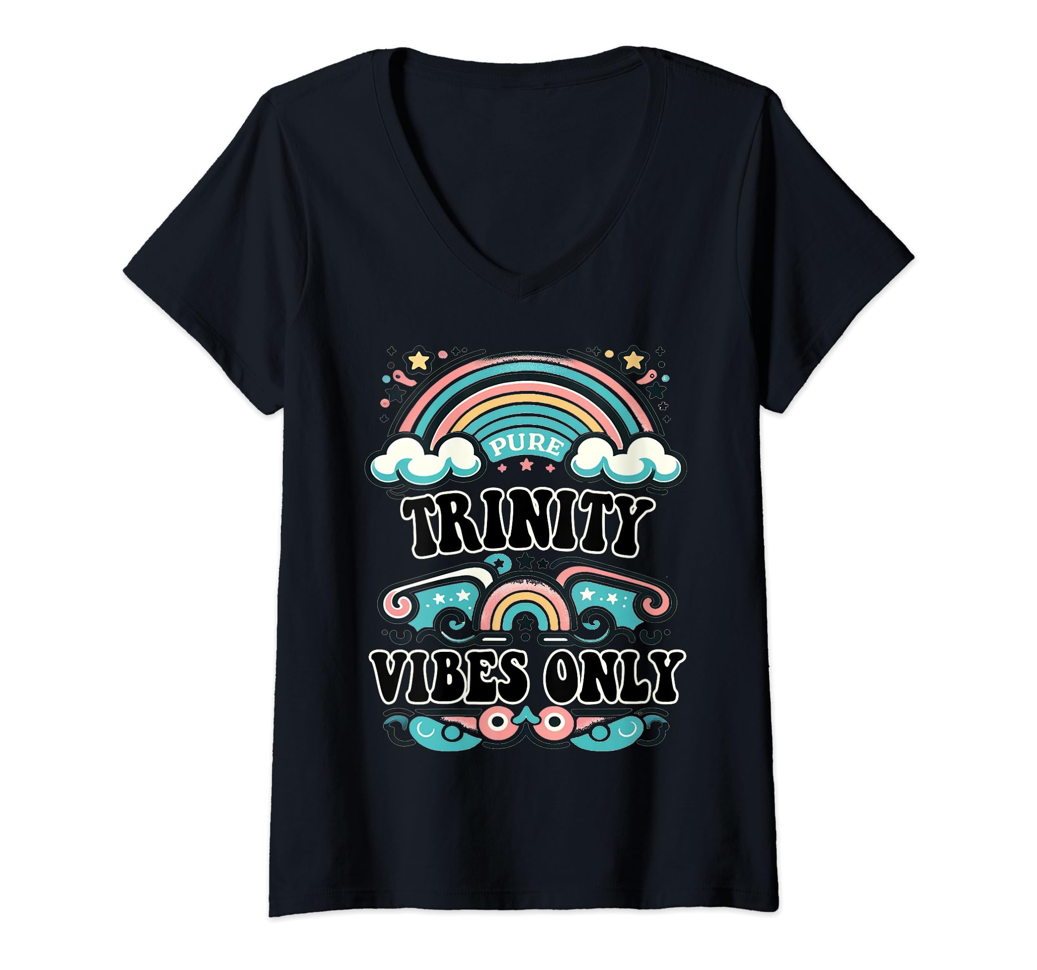 TRINITY Vibes Only Cute Retro Girls TRINITY Name V-Neck T-Shirt