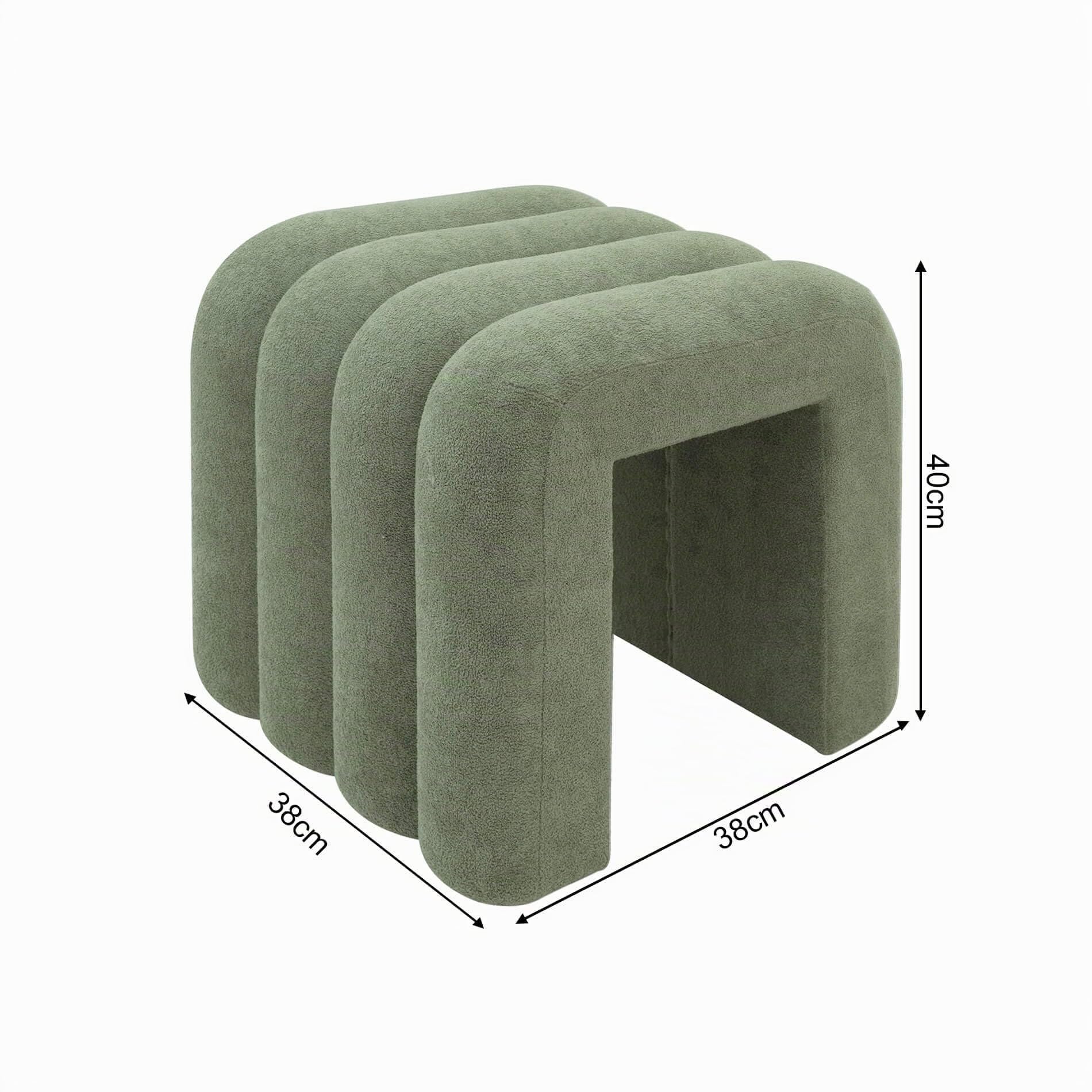 Rebecca Mobili Set 2 Moderne Fußstützen, Niedrige Pouf Hocker, Dunkelgrün, Polyesterstoff MDF, Wohnungsdekoration, für Sofa - Maße HxBxT: 40 x 38 x 40 cm - Art. RE7062