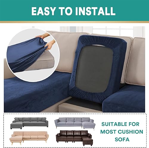 Miniatura 3 de 3 fundas de terciopelo para sofá seccional, funda elástica en forma de L, funda para sofá separada, funda de sofá, protector de muebles para sofá