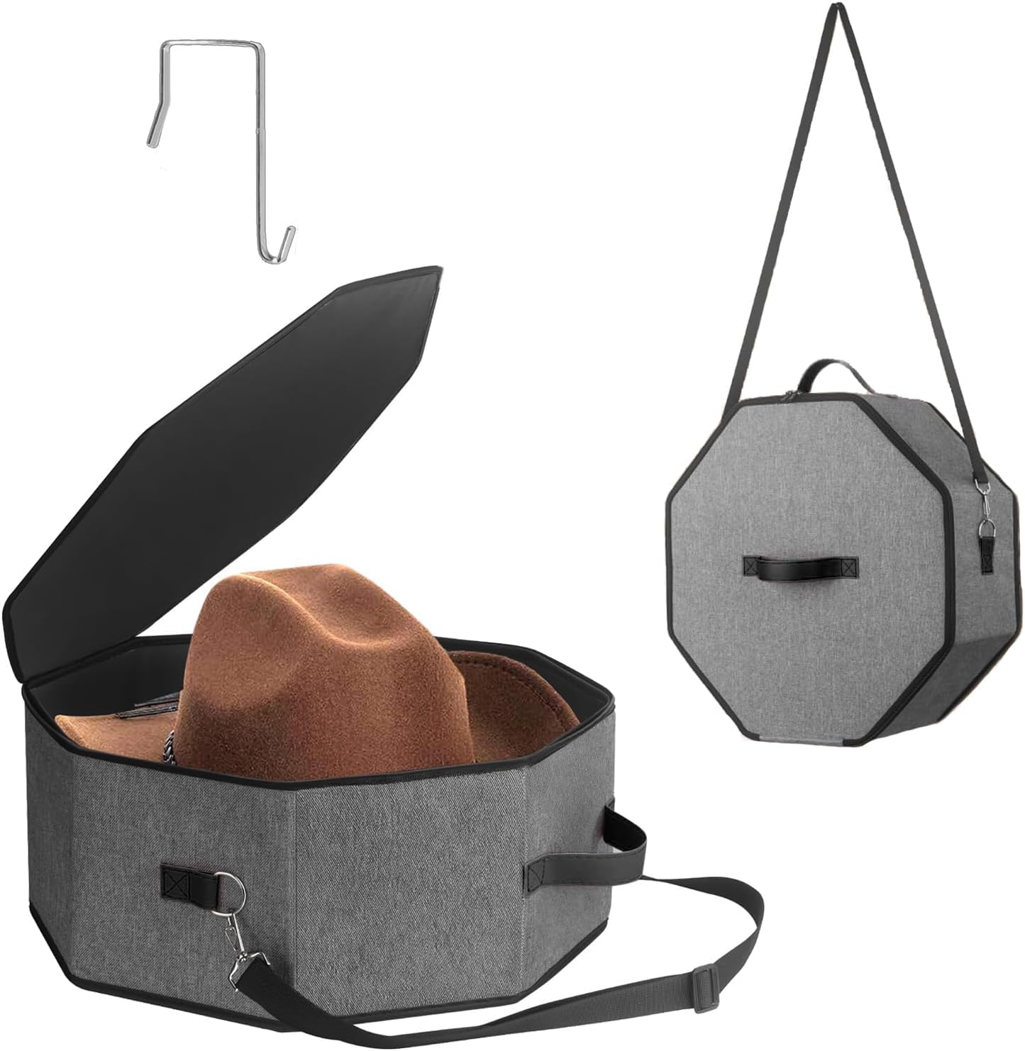 Hat Storage Box for Women and Men, Hat Box for Travel and Storage, Collapsible Hat Case Cowboy Cap Hat Organizer for Closet with Handles, Hat Bag Hat Case
