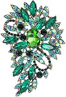 Vista 1 de Broche EVER FAITH para ramo con hojas y flores de cristal austriaco para mujer