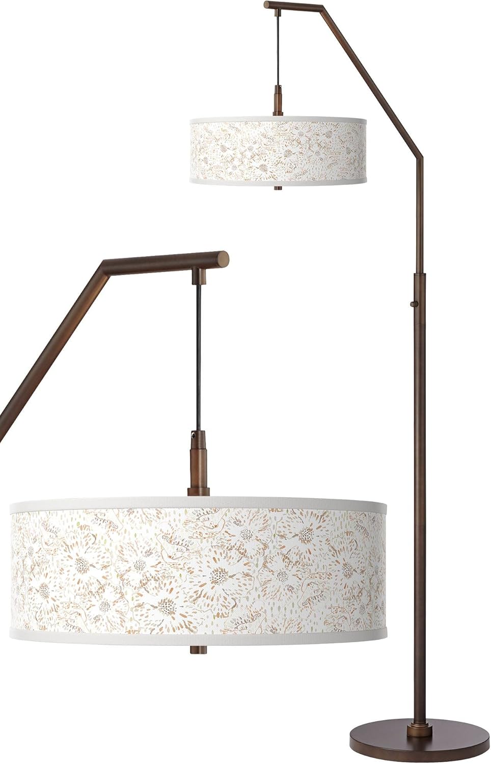 Farmhouse Rustic 71 1/2" Tall Standing Floor Lamp Large Arc Curved Downbridge Brown Metal Oil Rubbed Bronze Finish Living Room Bedroom House Reading Office Windflowers Drum Shade