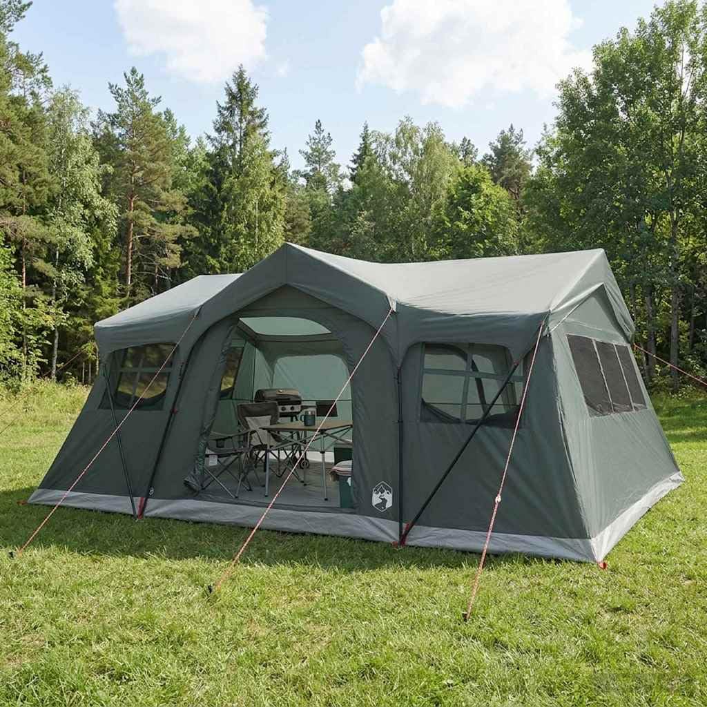 Namiot rodzinny, 487 x 340 x 216 cm, zielony, poliester i stal, na kemping
