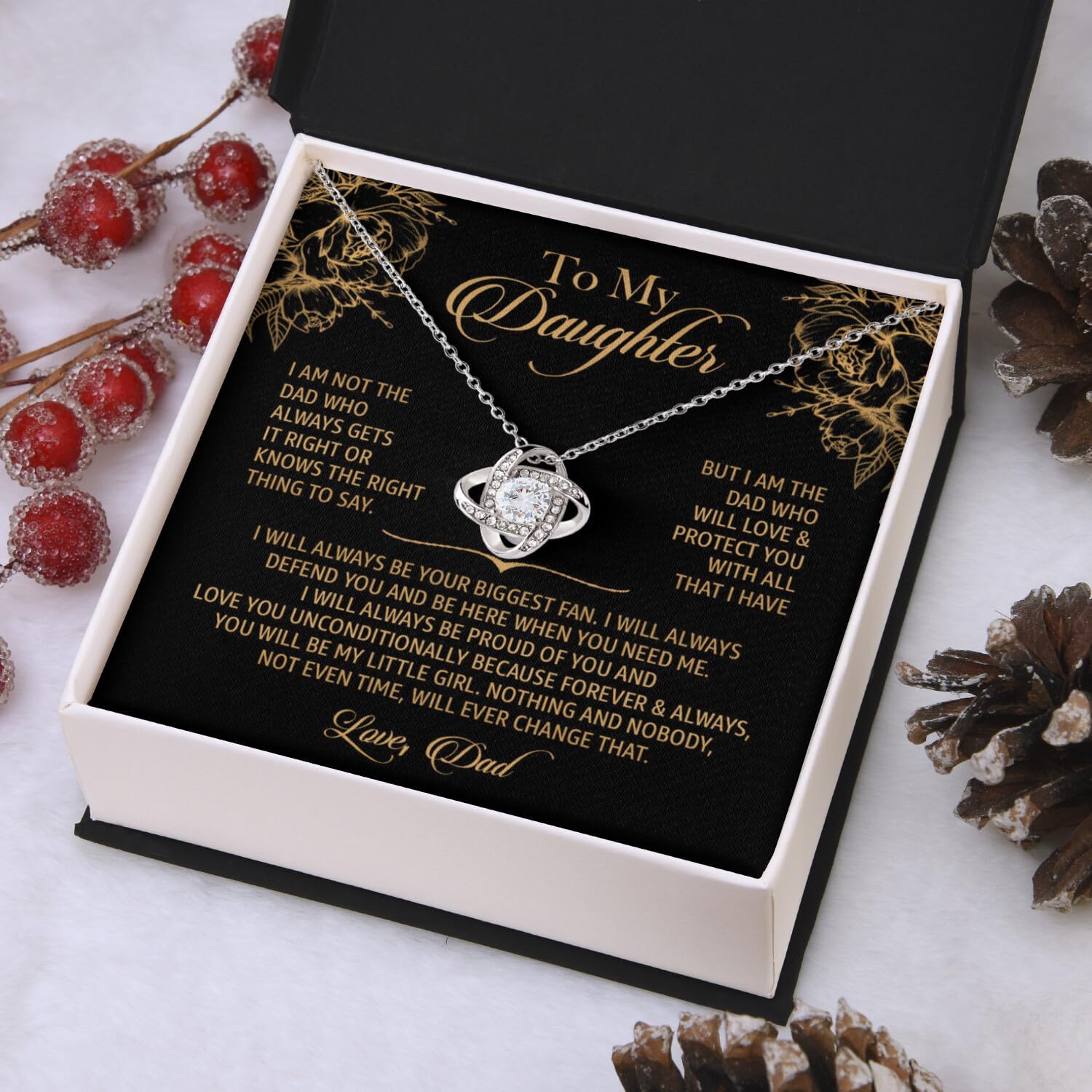 To My Daughter Necklace from Dad with Heartfelt Message & Elegant Box, Daughter Jewelry with Inspirational Message Card from Mommy And Daddy Necklace Birthday Christmas Gifts - Image 3