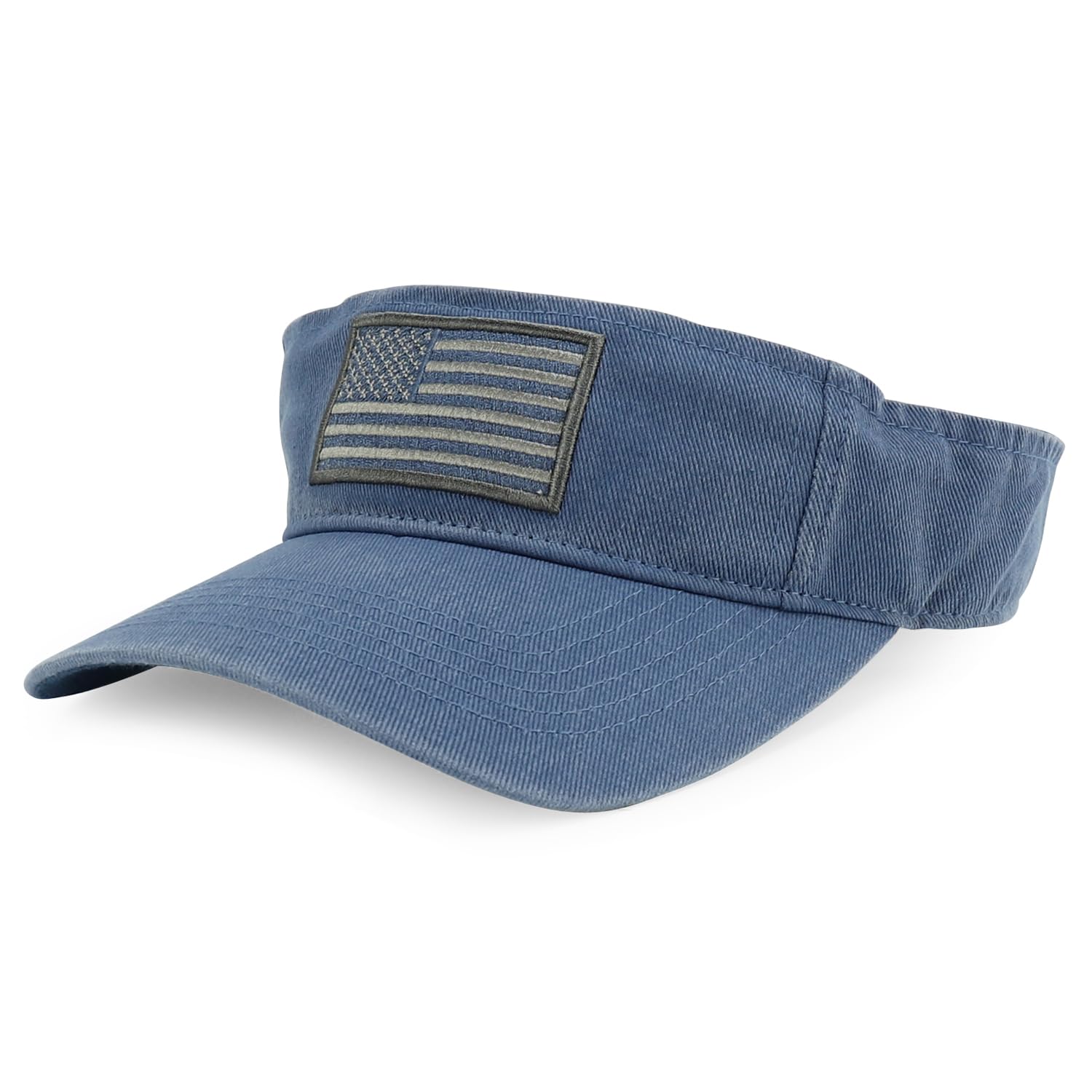 Trendy Apparel Shop USA American Flag Embroidered Polyester Summer Visor Hat